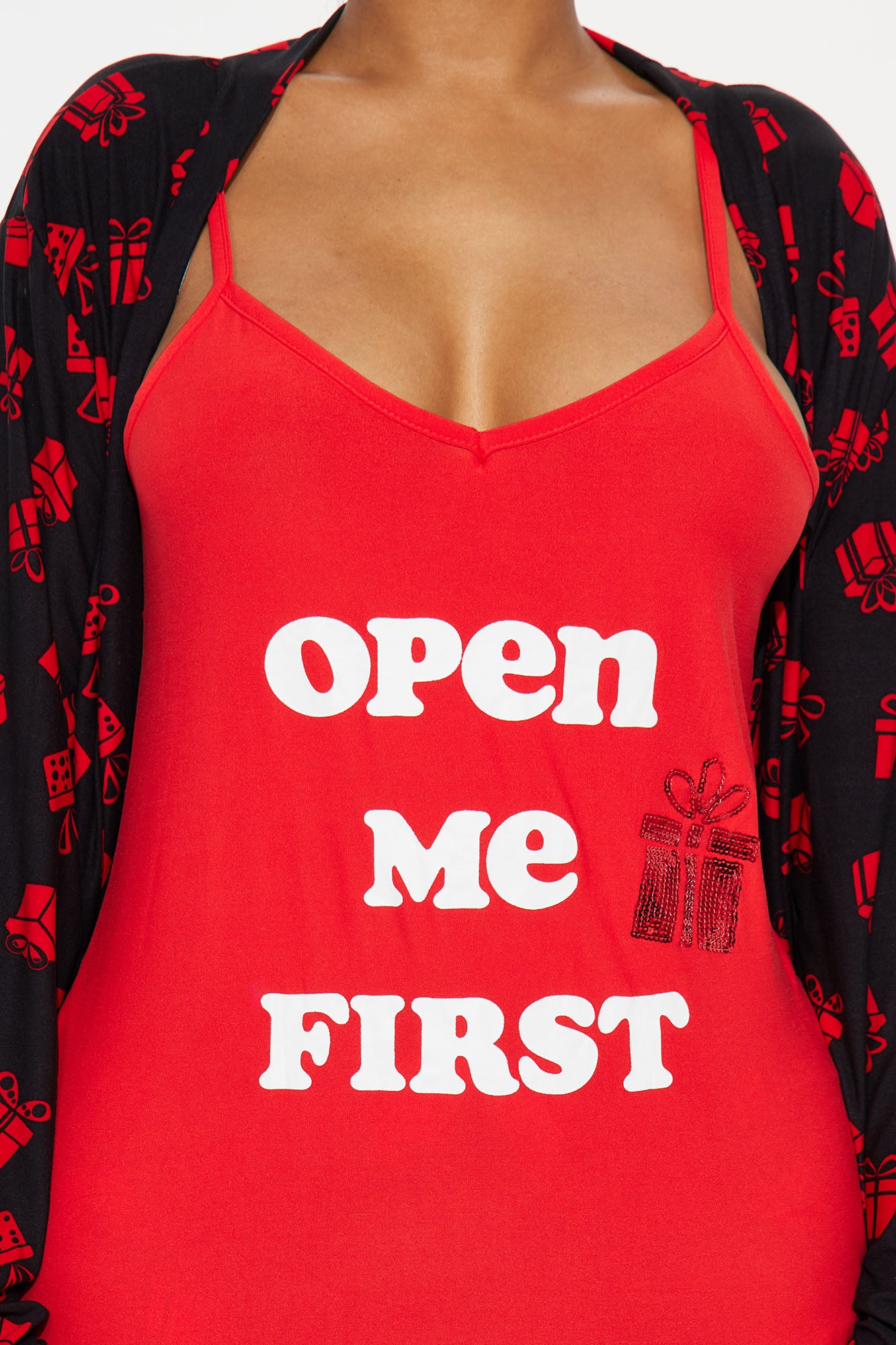Open Me First Gift PJ Robe Set - Red/Black