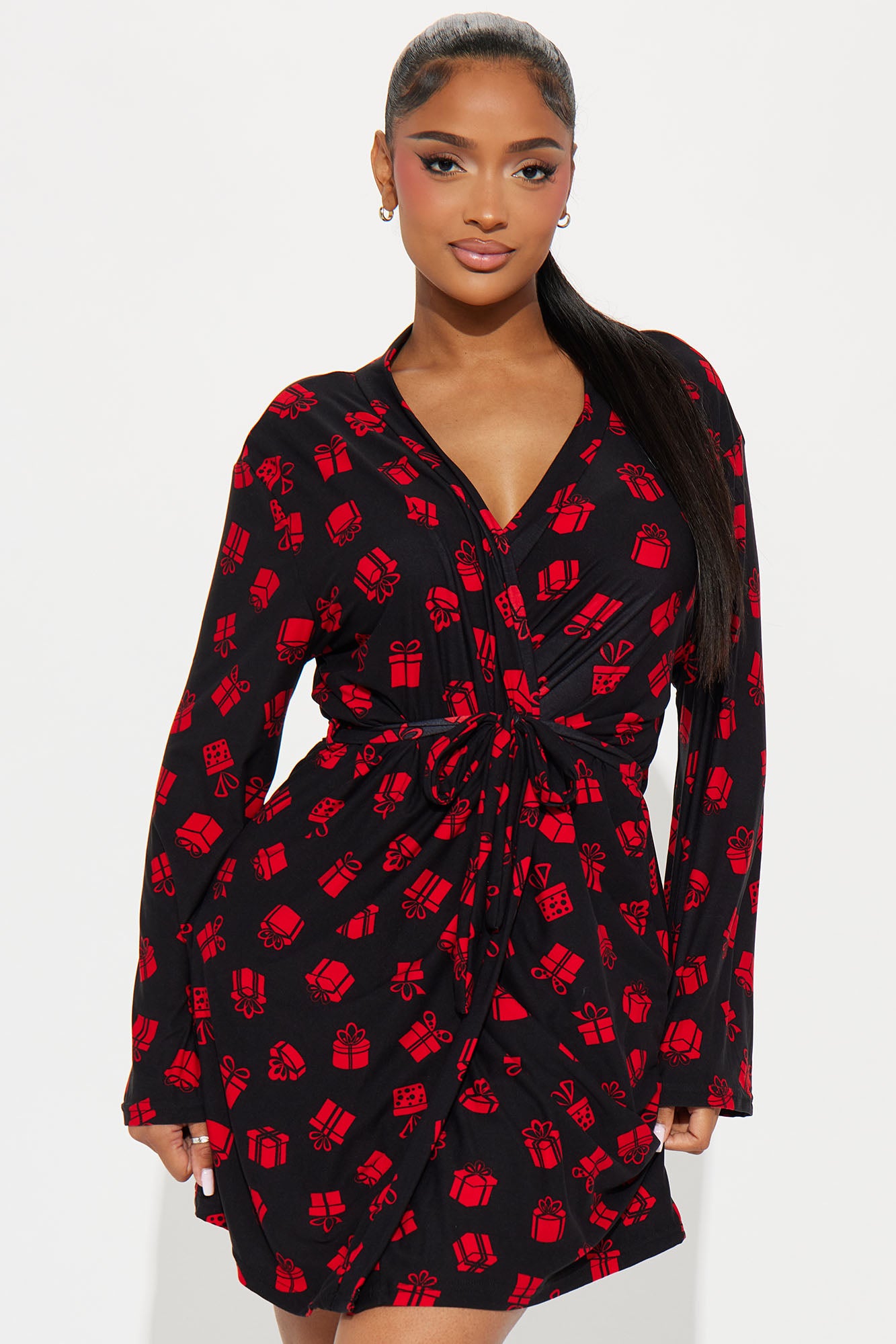 Open Me First Gift PJ Robe Set - Red/Black