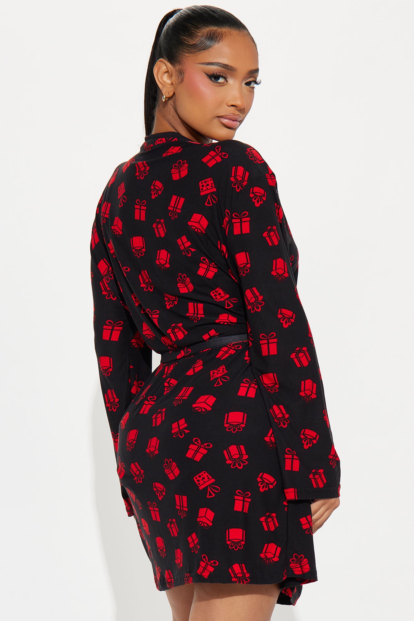 Open Me First Gift PJ Robe Set - Red/Black
