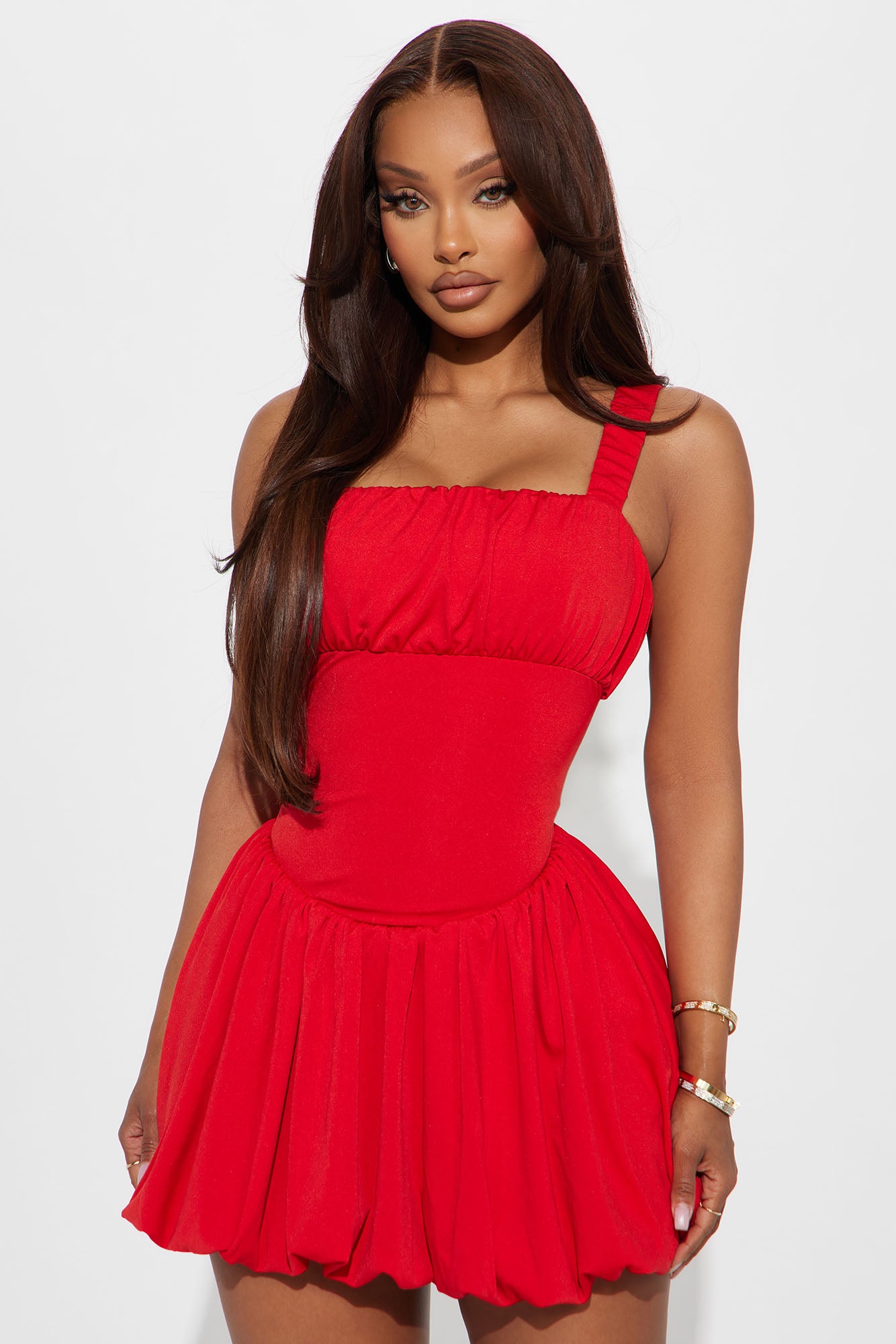 Carmela Bubble Mini Dress - Red