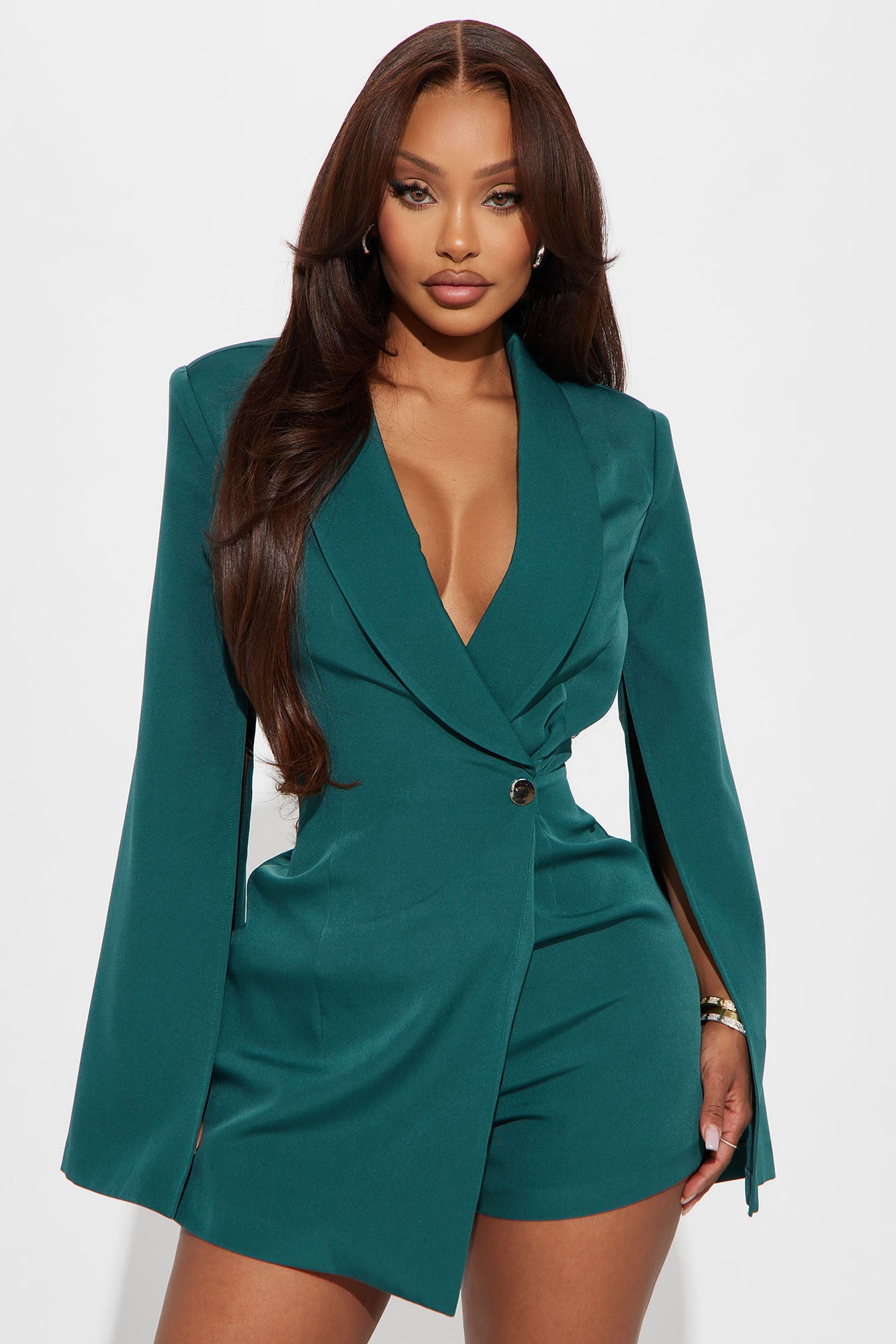 Meeting Goals Blazer Romper - Hunter