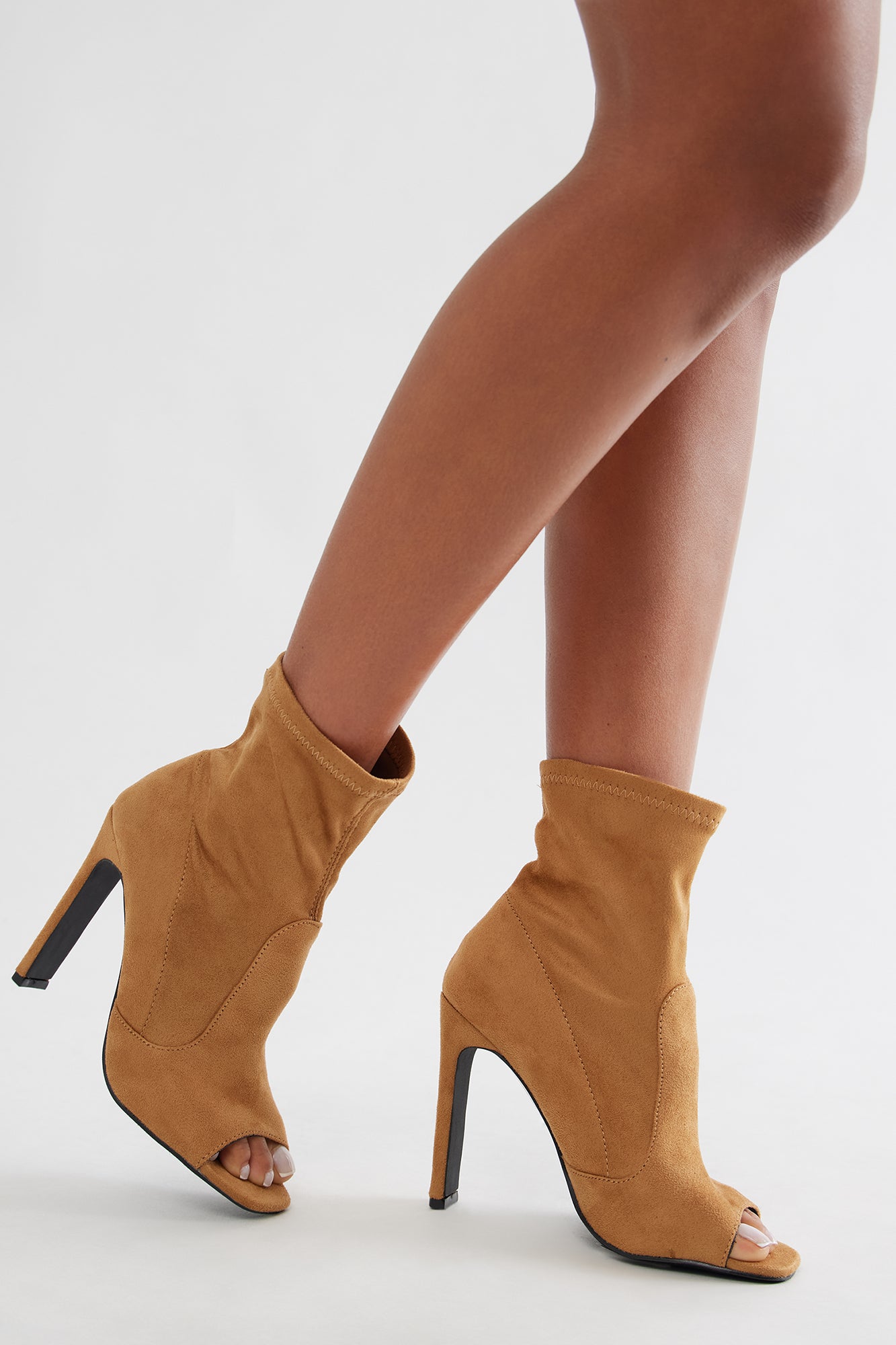 Jolyn Peep Toe Booties - Camel