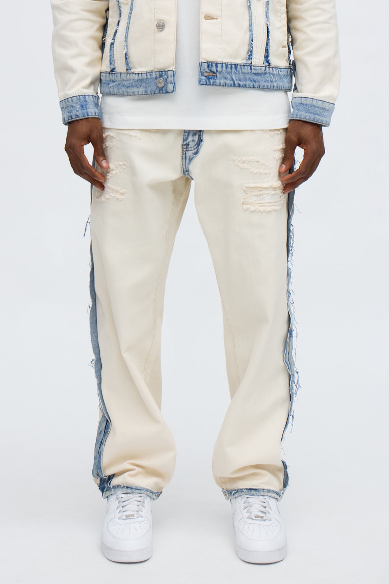 Relaxed Straight Benji Frayed Jean - Off White/combo