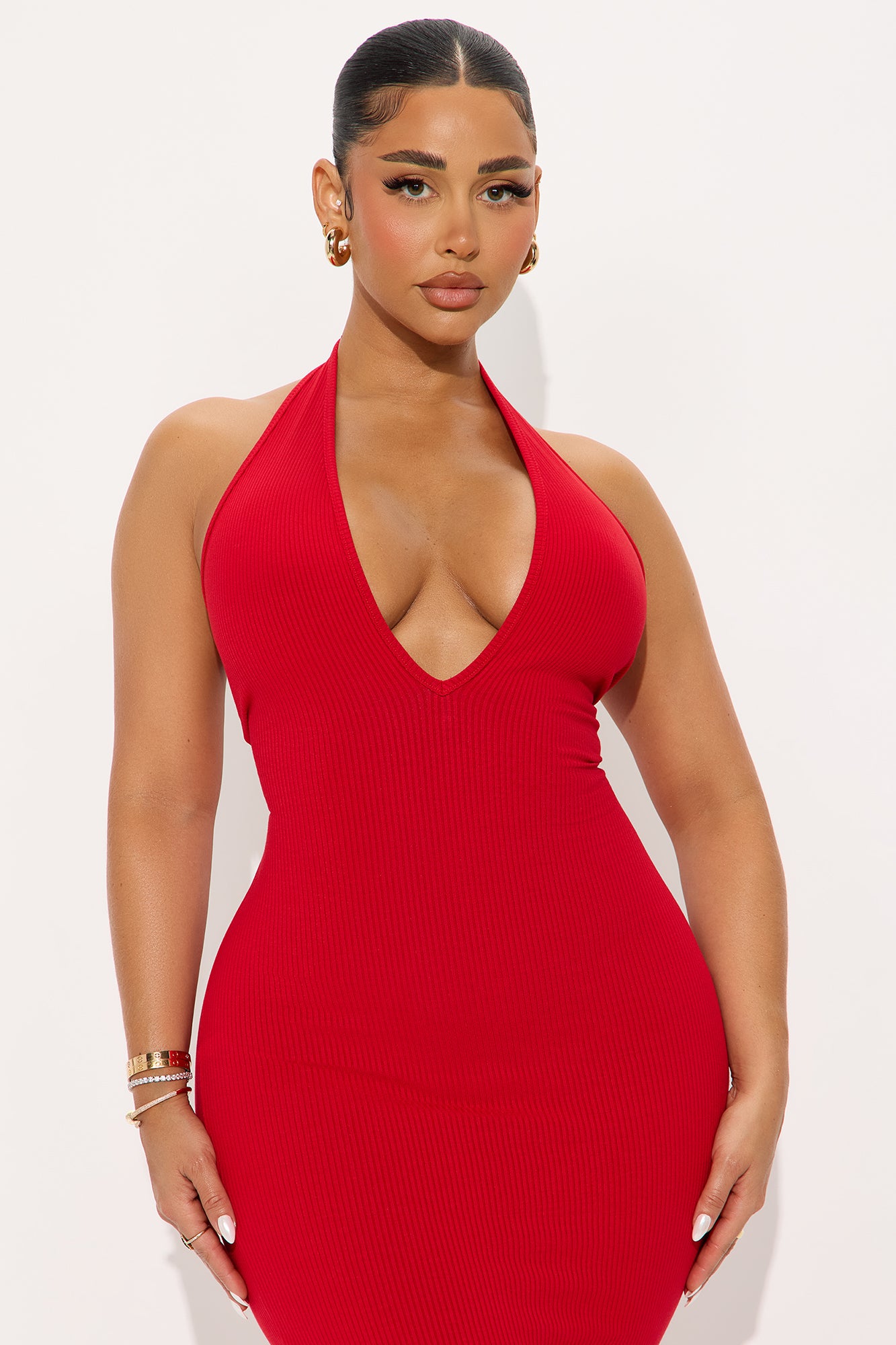 Ana Halter Snatched Maxi Dress - Red