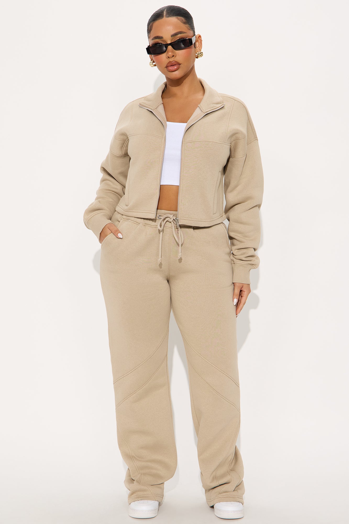 Kelcey Fleece Lounge Zip Up - Stone