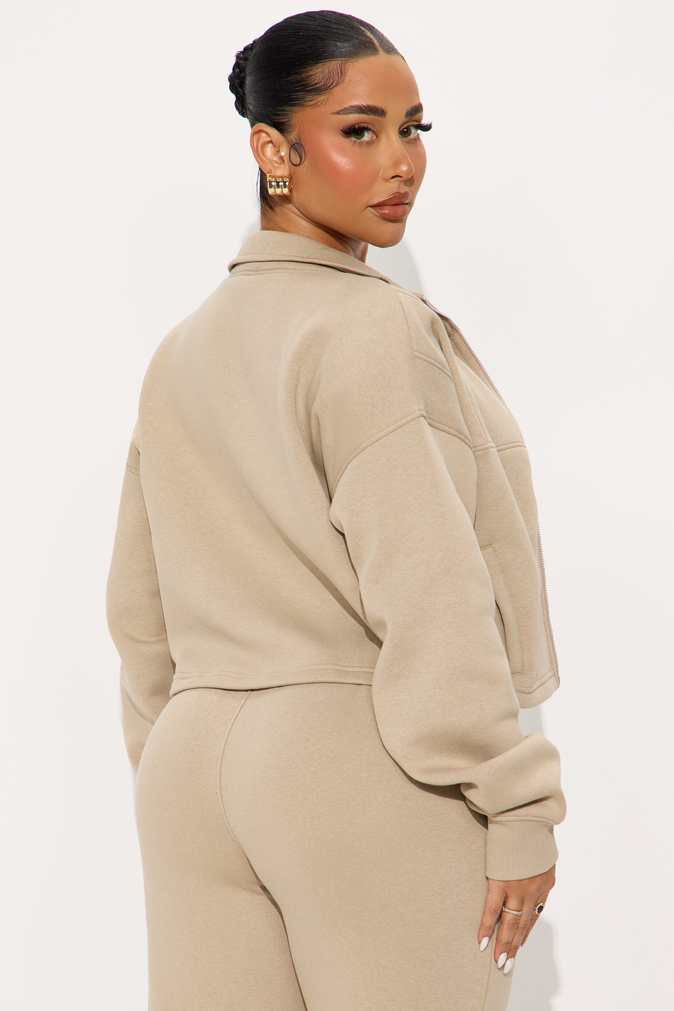 Kelcey Fleece Lounge Zip Up - Stone