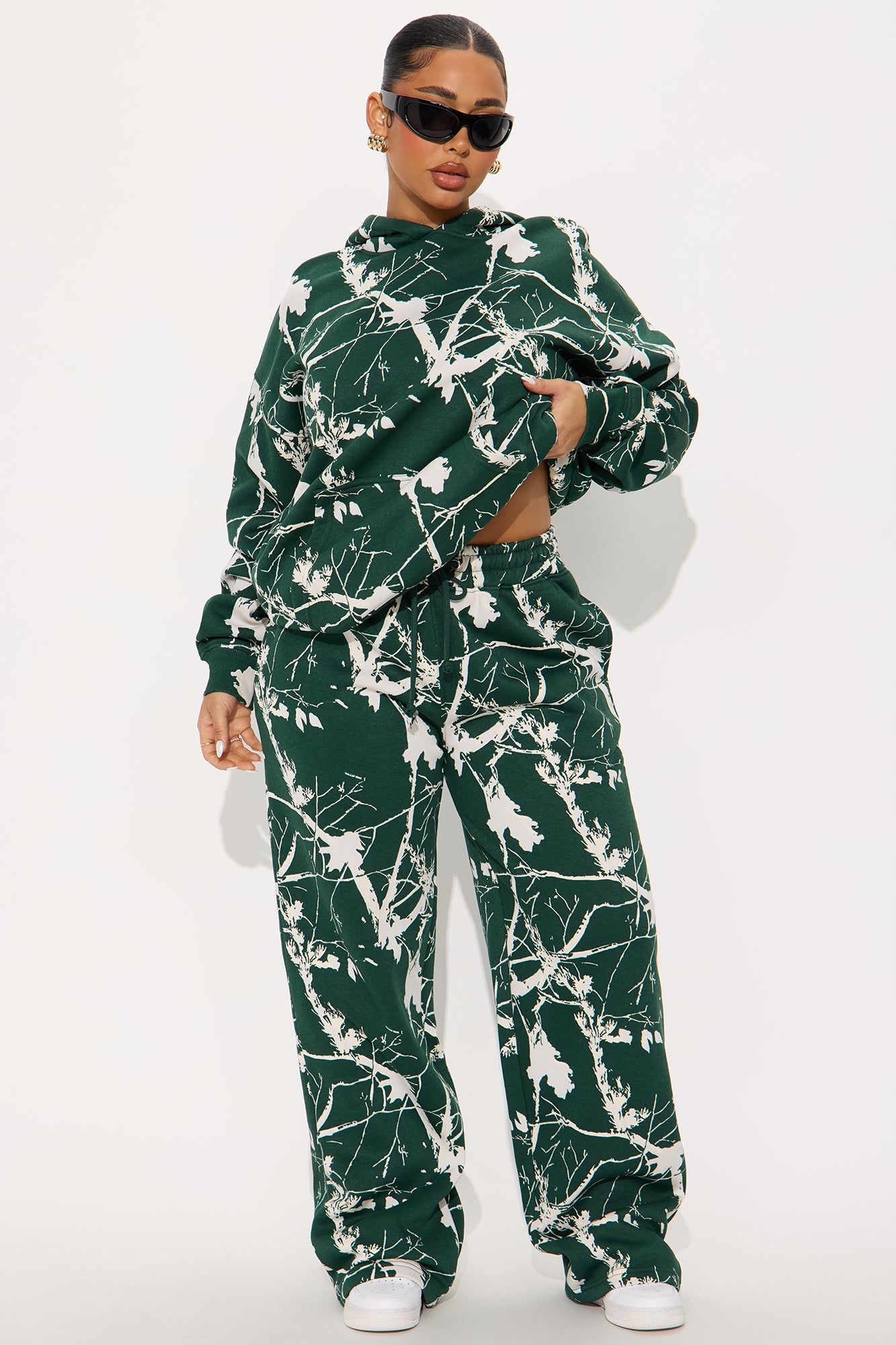 Kendall Washed Fleece Lounge Hoodie - Hunter