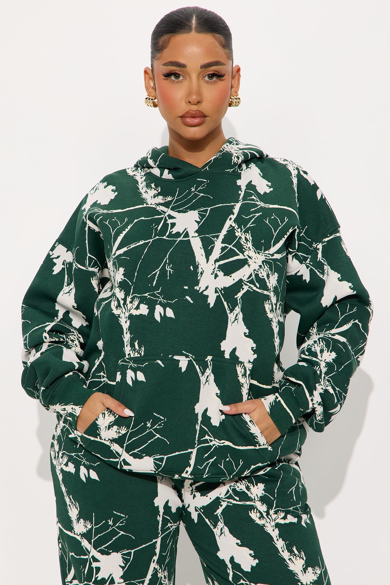Kendall Washed Fleece Lounge Hoodie - Hunter