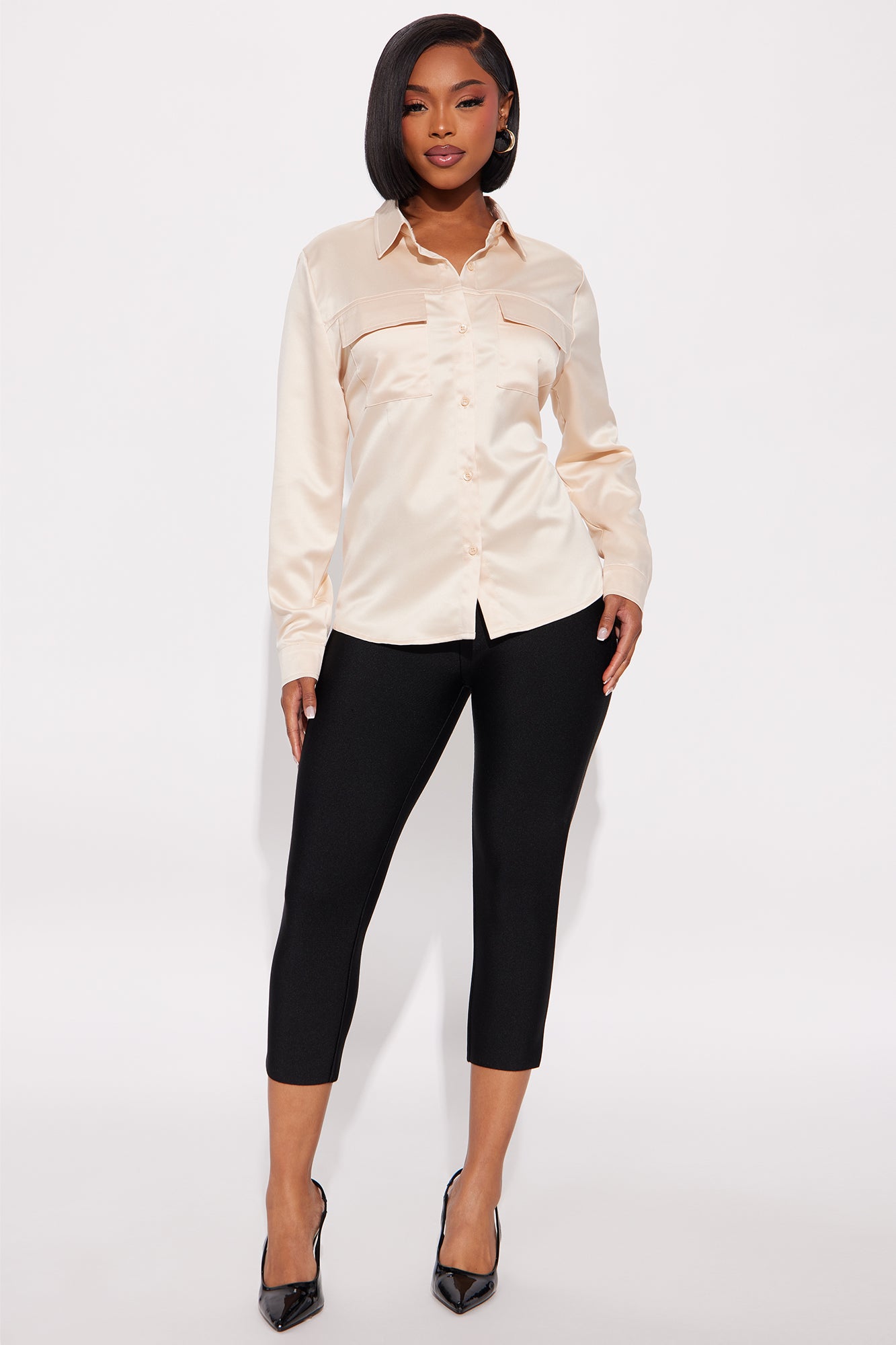 Star Player Satin Shirt - Champagne