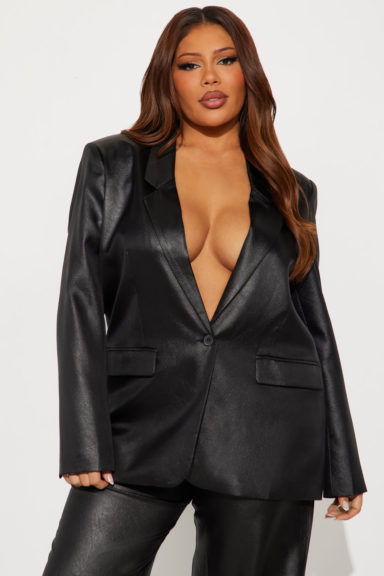 Anaya Bold Shoulder Straight Leg Pant Set - Black