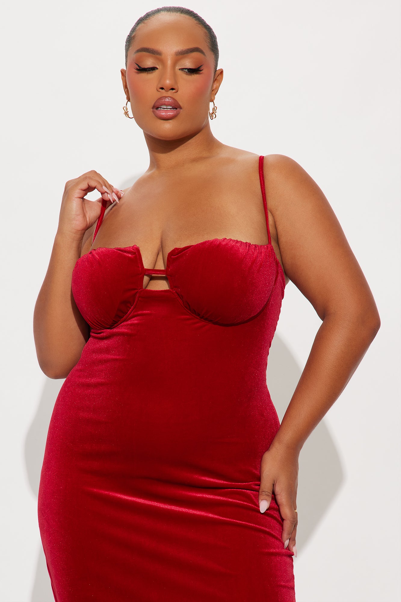 Meant For Me Velvet Maxi Gown - Red
