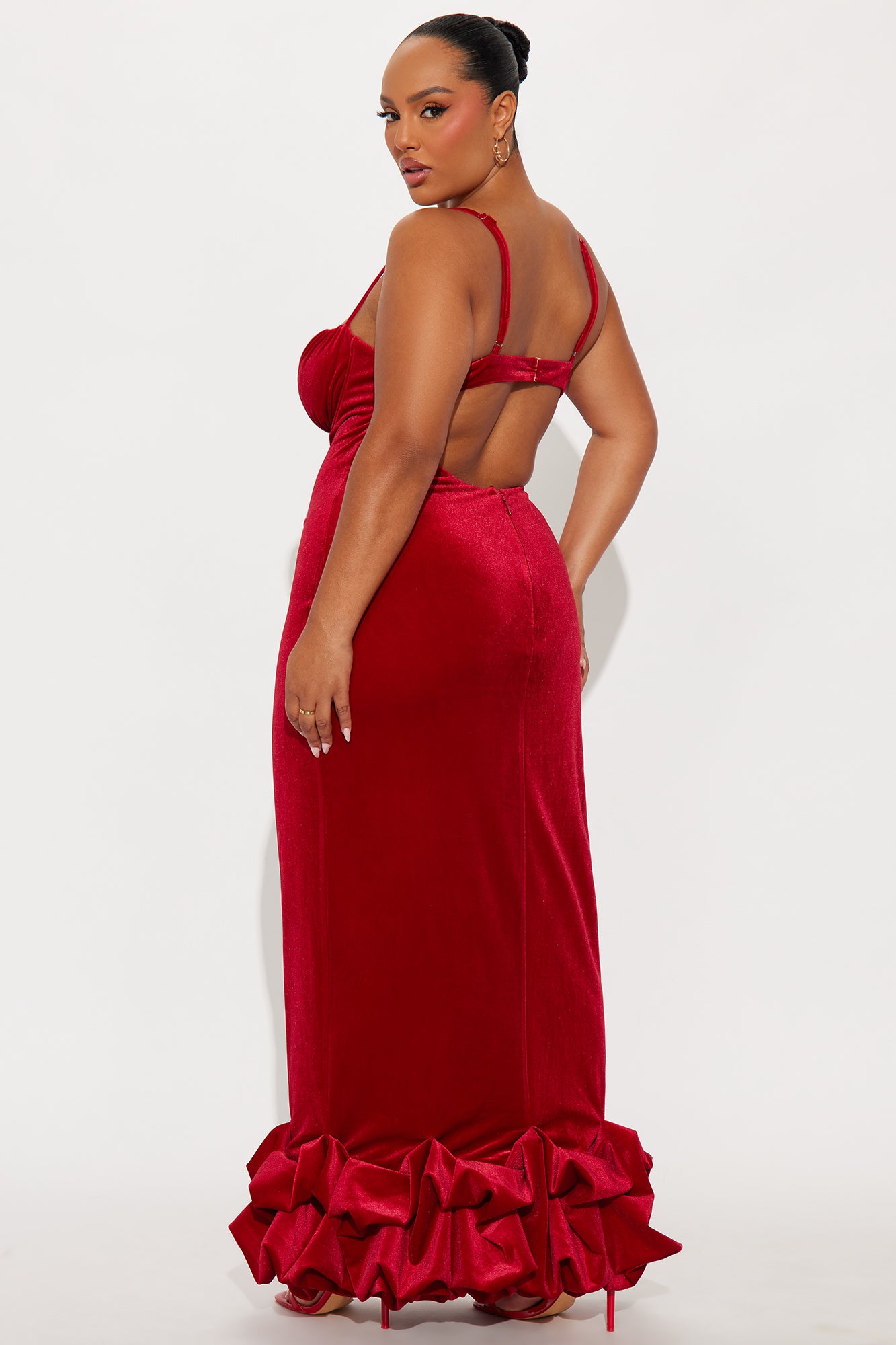 Meant For Me Velvet Maxi Gown - Red