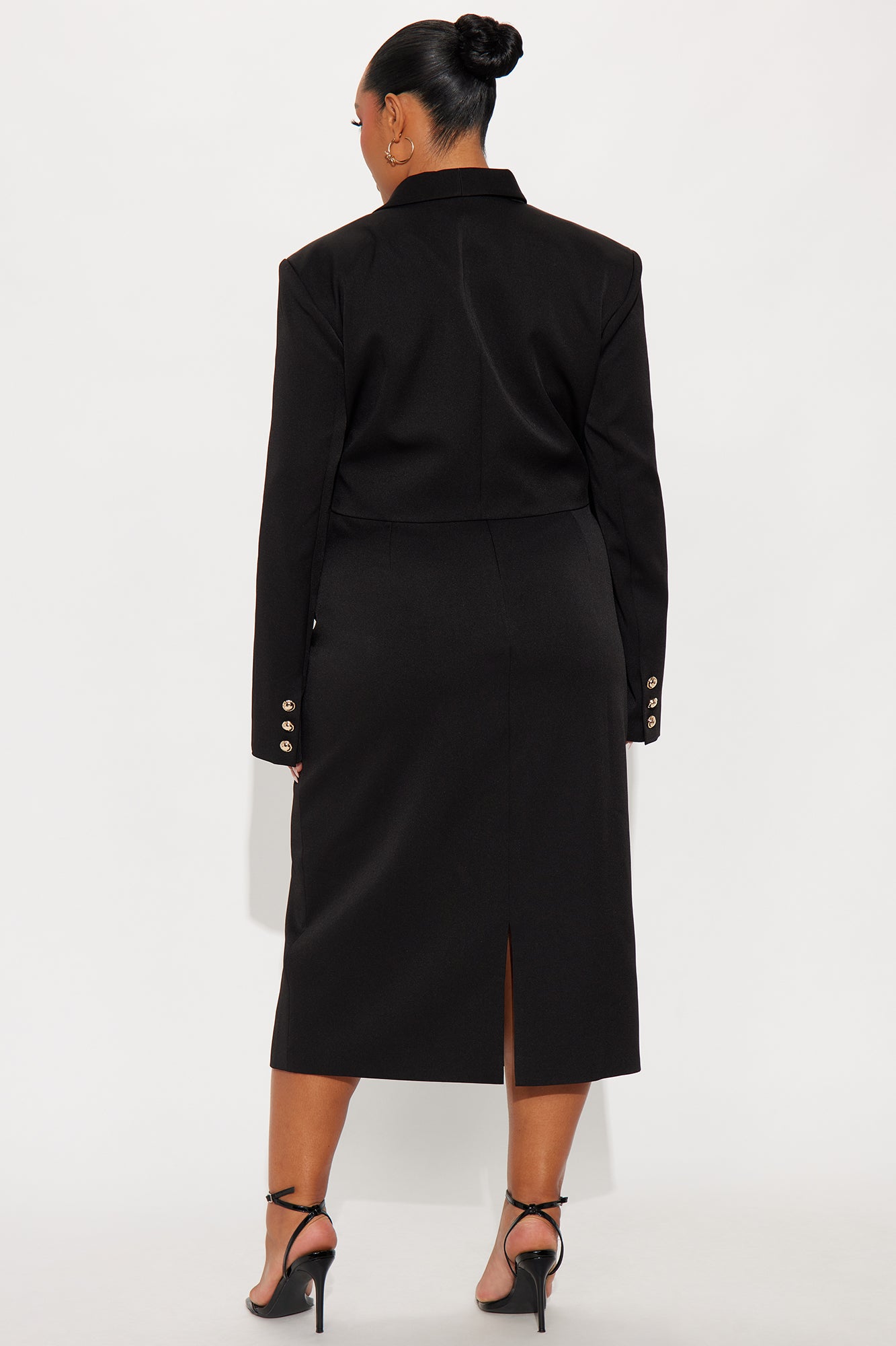 Suit Yourself Strapless Crepe Woven Midi Dress Set - Black
