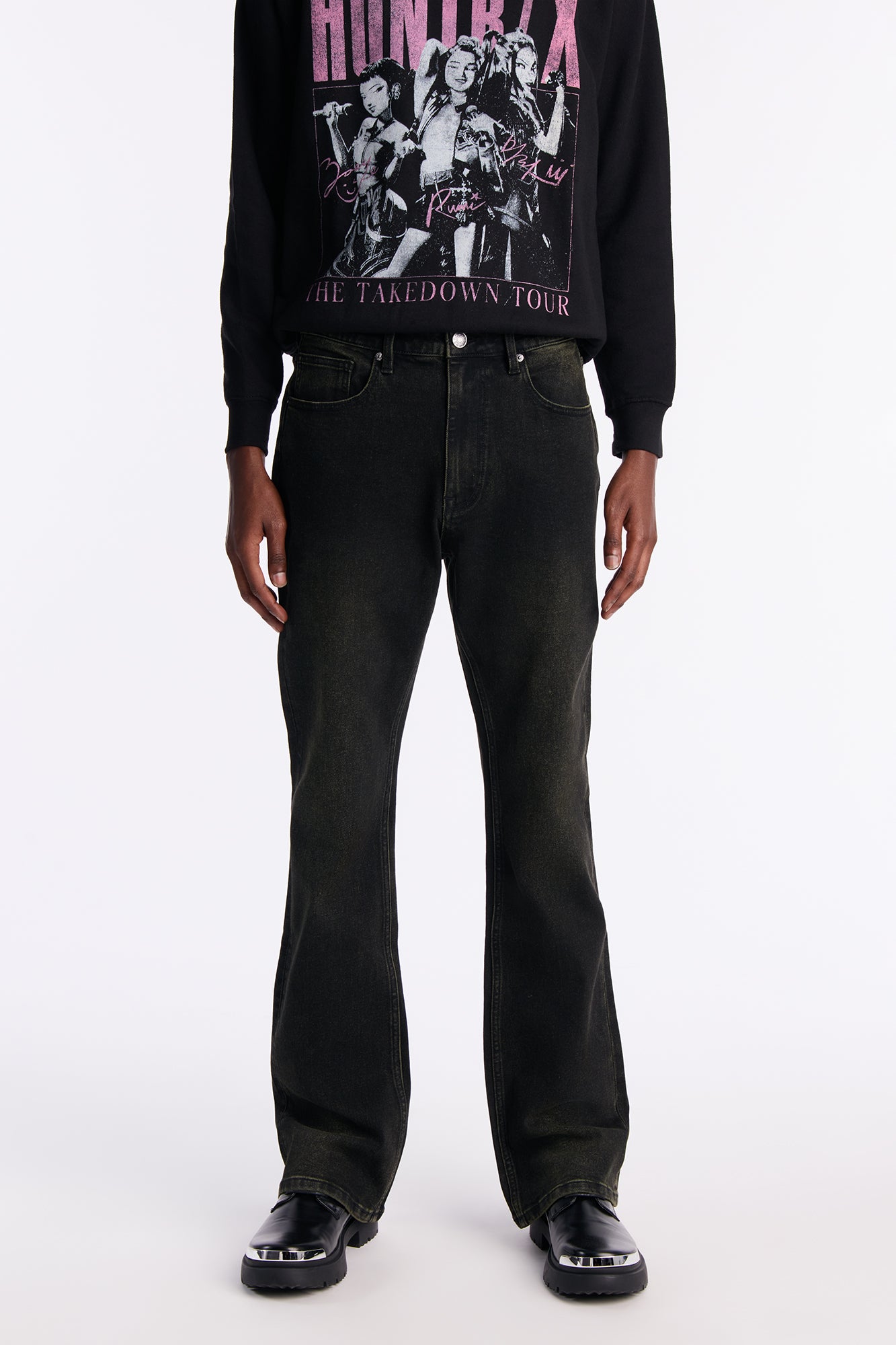 Stacked Skinny Flare In The Mood Jean - Green