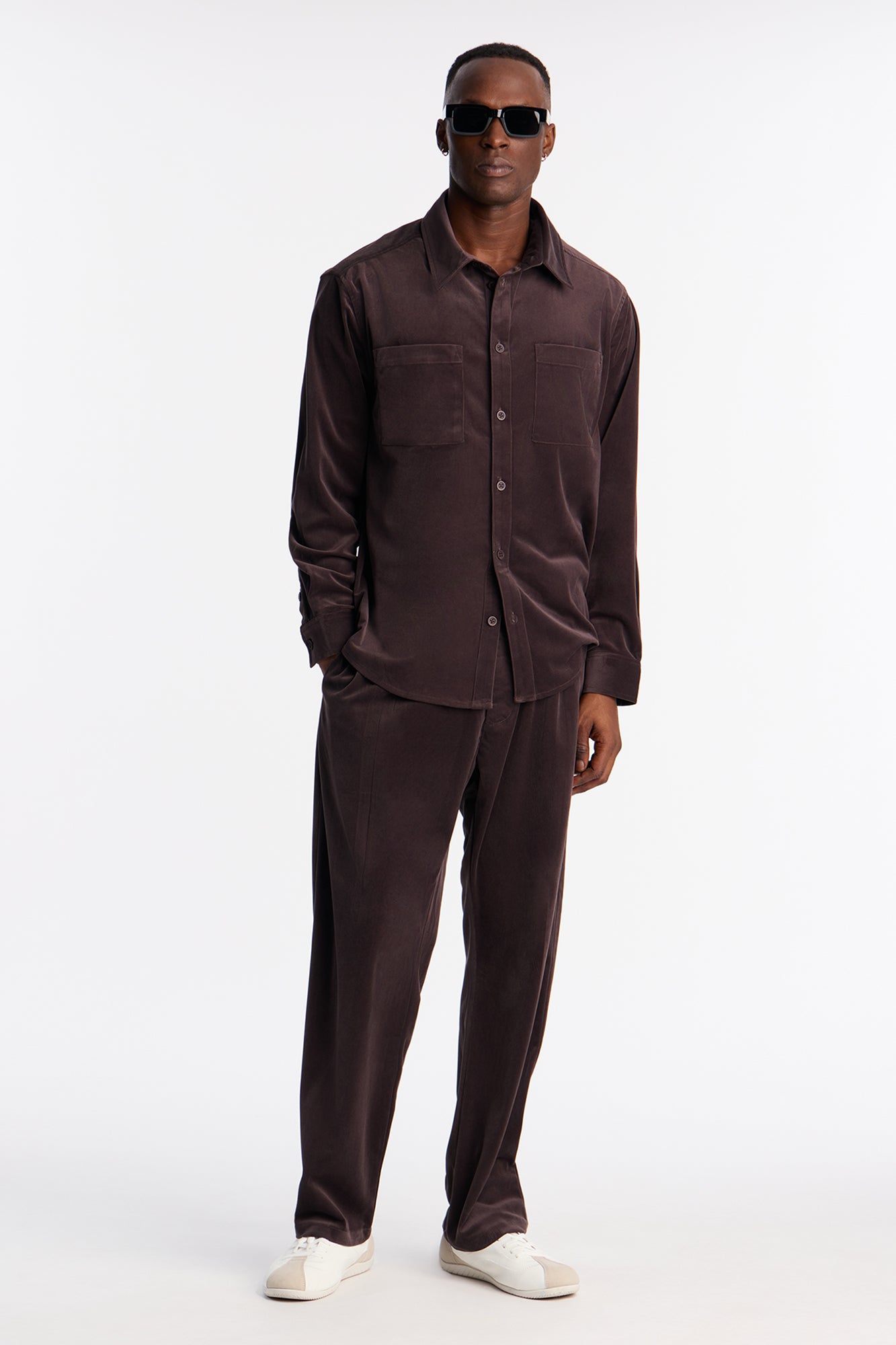 Straight Lincoln Park Textured Trouser - Brown