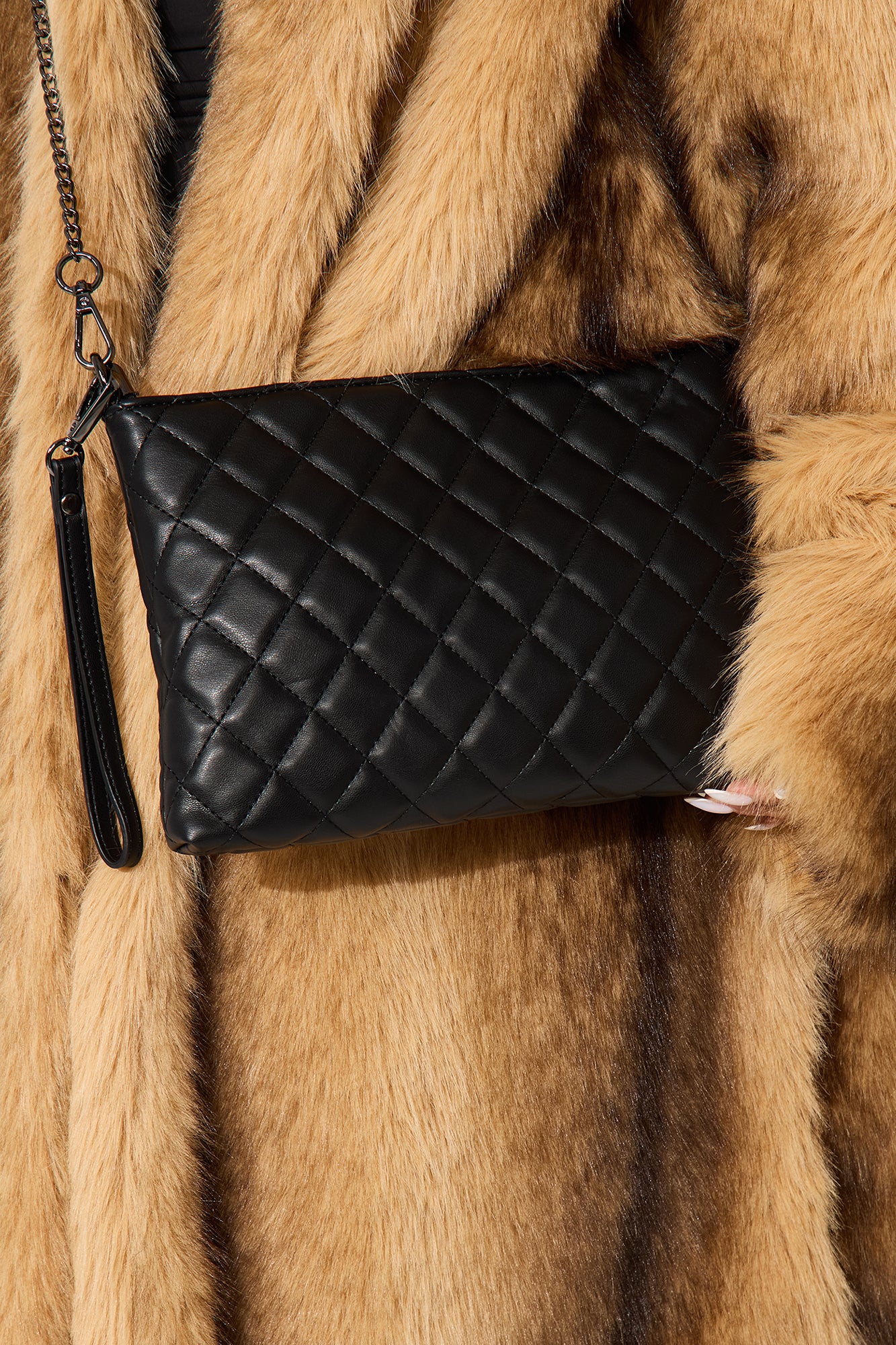 About The Girl Faux Leather Clutch - Black