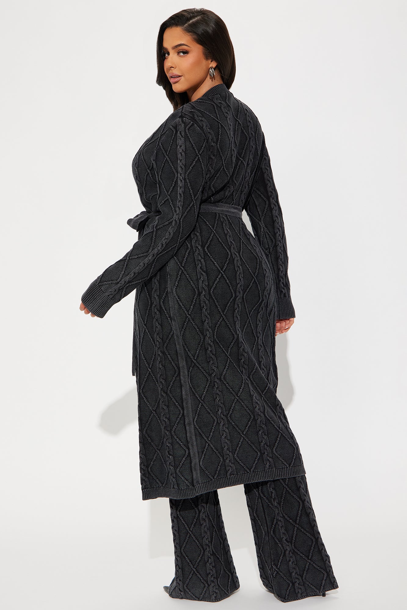 Sunday Staple Washed Sweater Pant Set - Charcoal