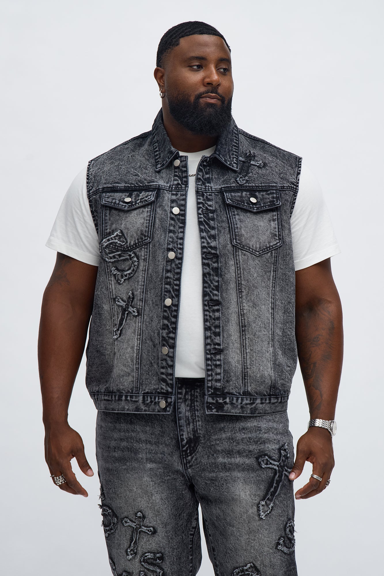 Street Testament Denim Vest - Grey