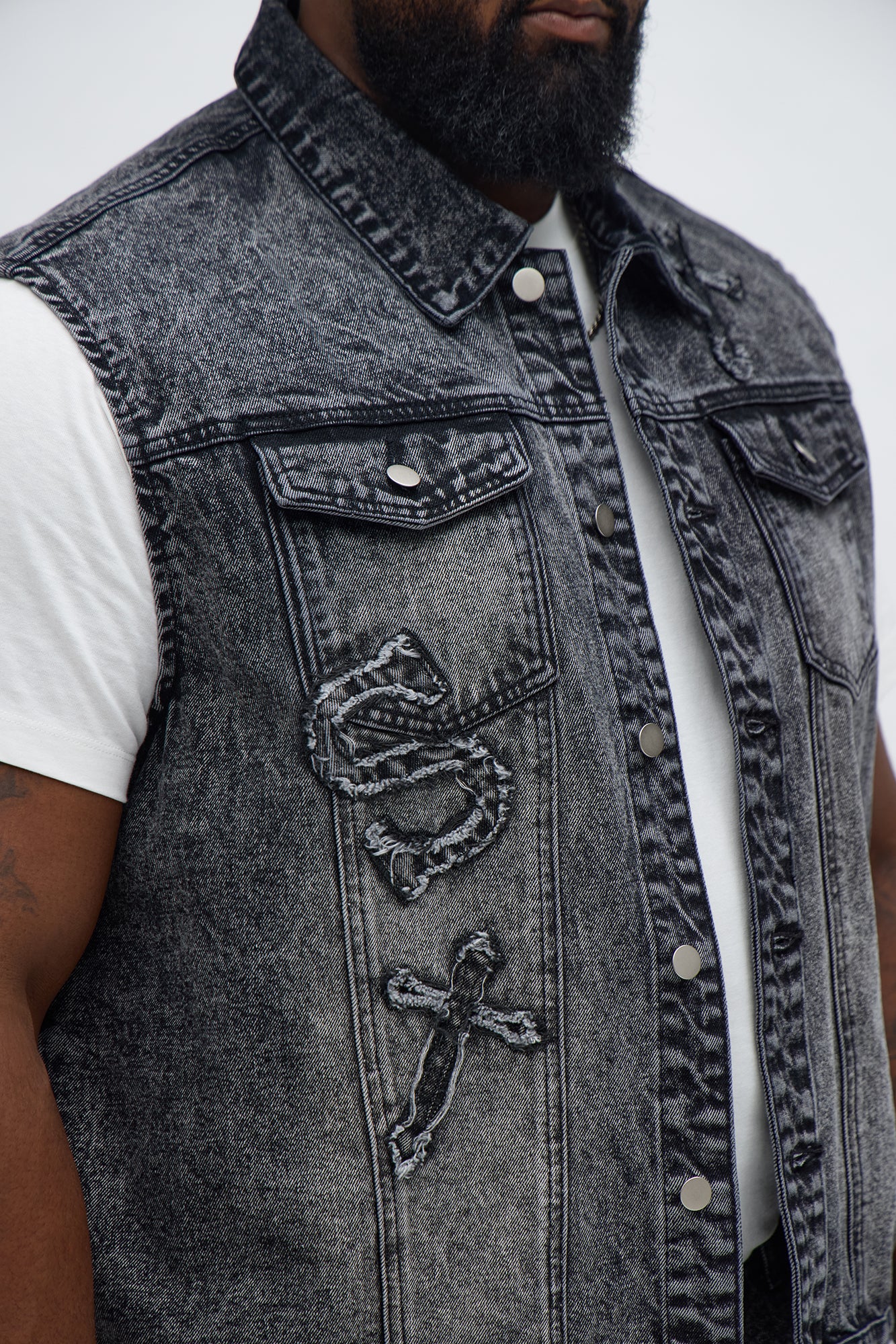 Street Testament Denim Vest - Grey
