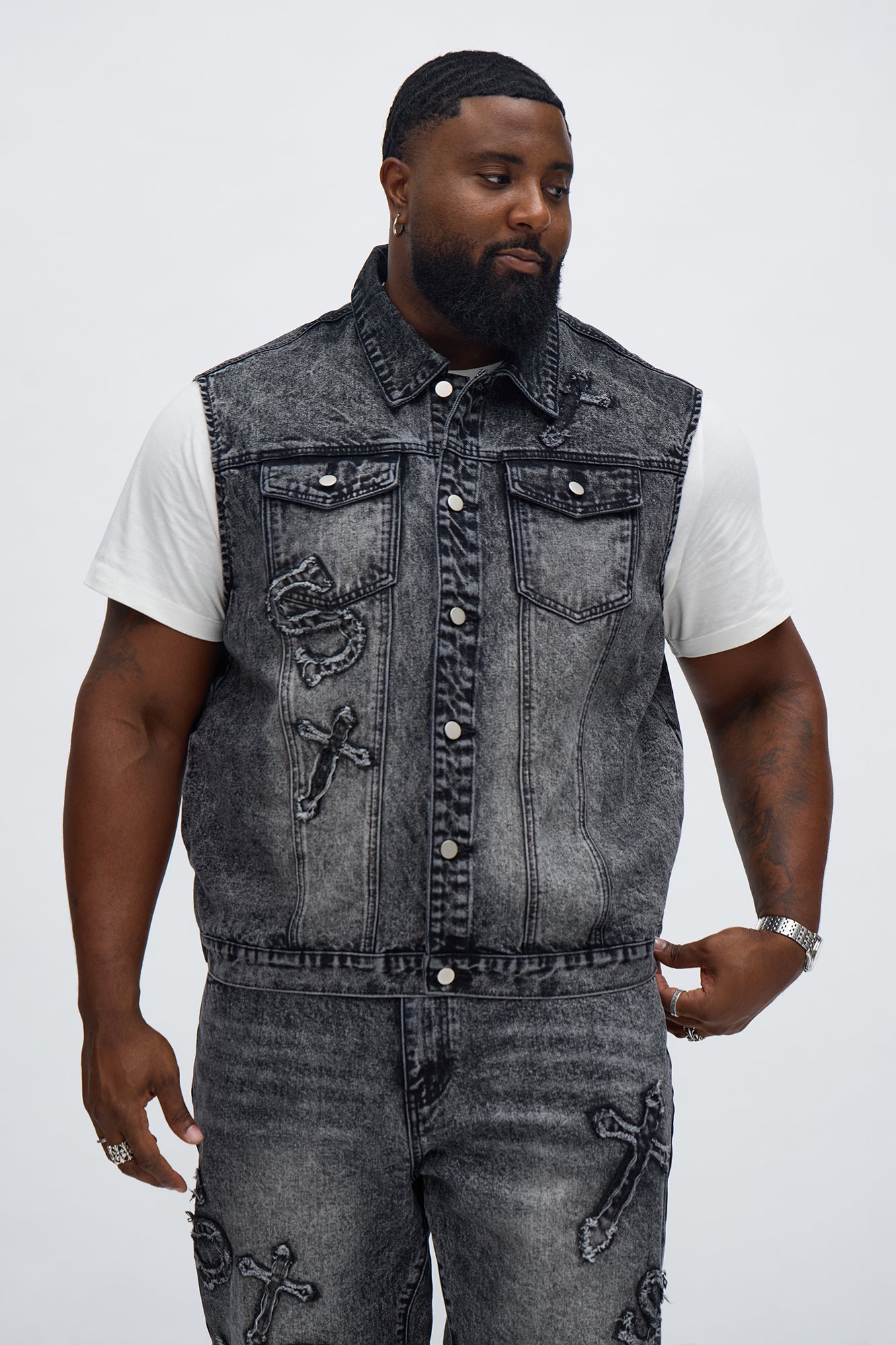 Street Testament Denim Vest - Grey