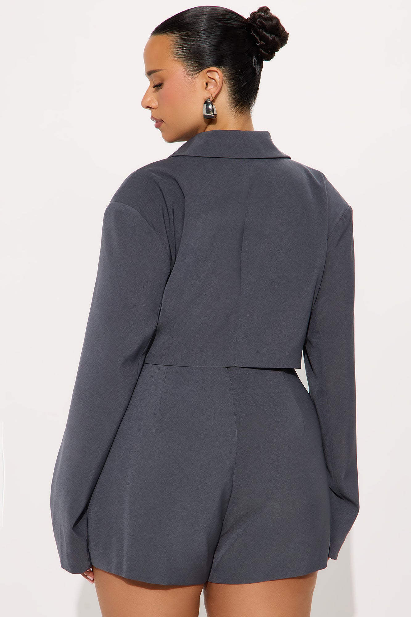Frankie 2 Piece Blazer Romper - Grey