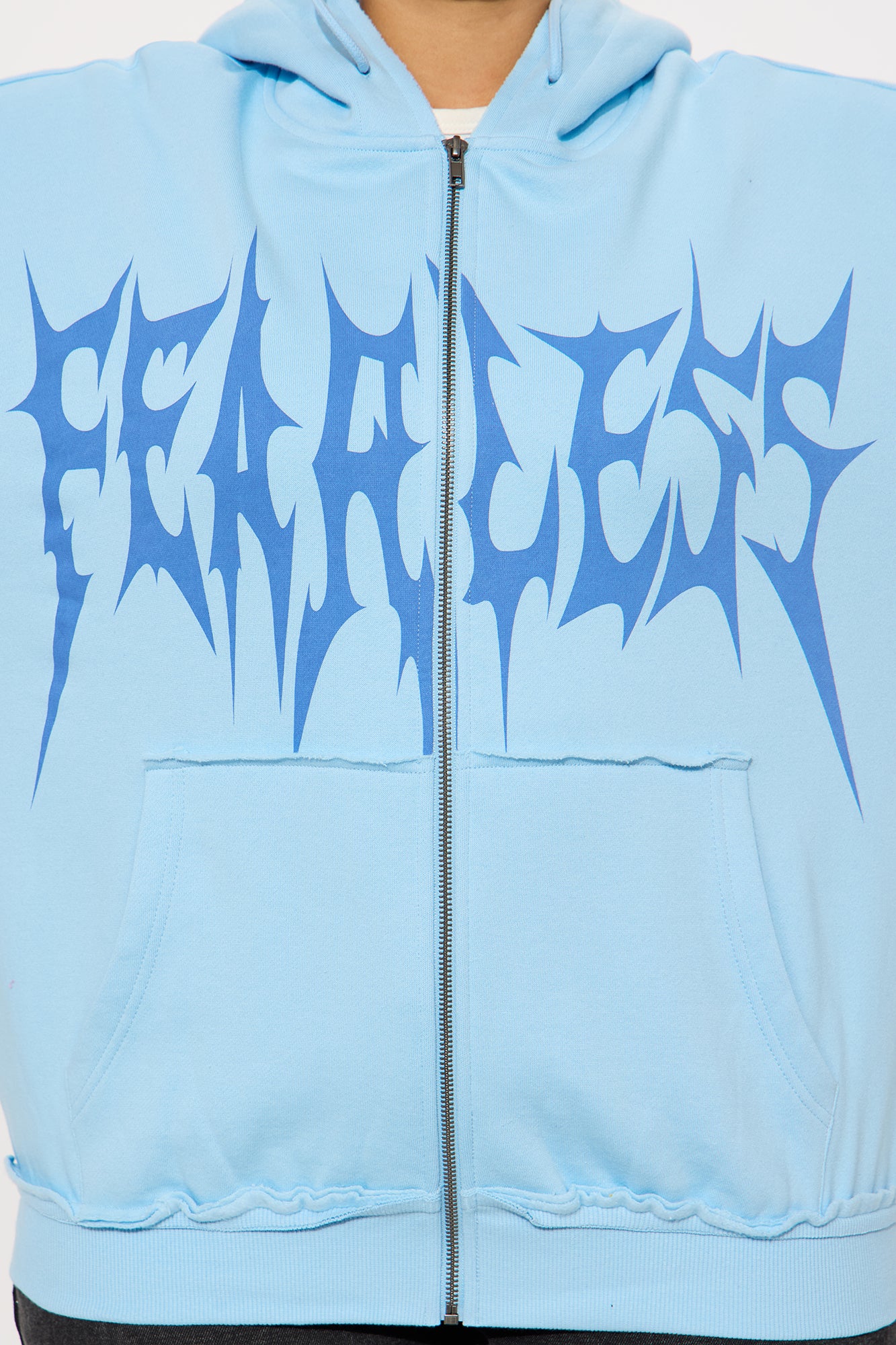 Fearless Club Washed Fleece Hoodie - Light Blue