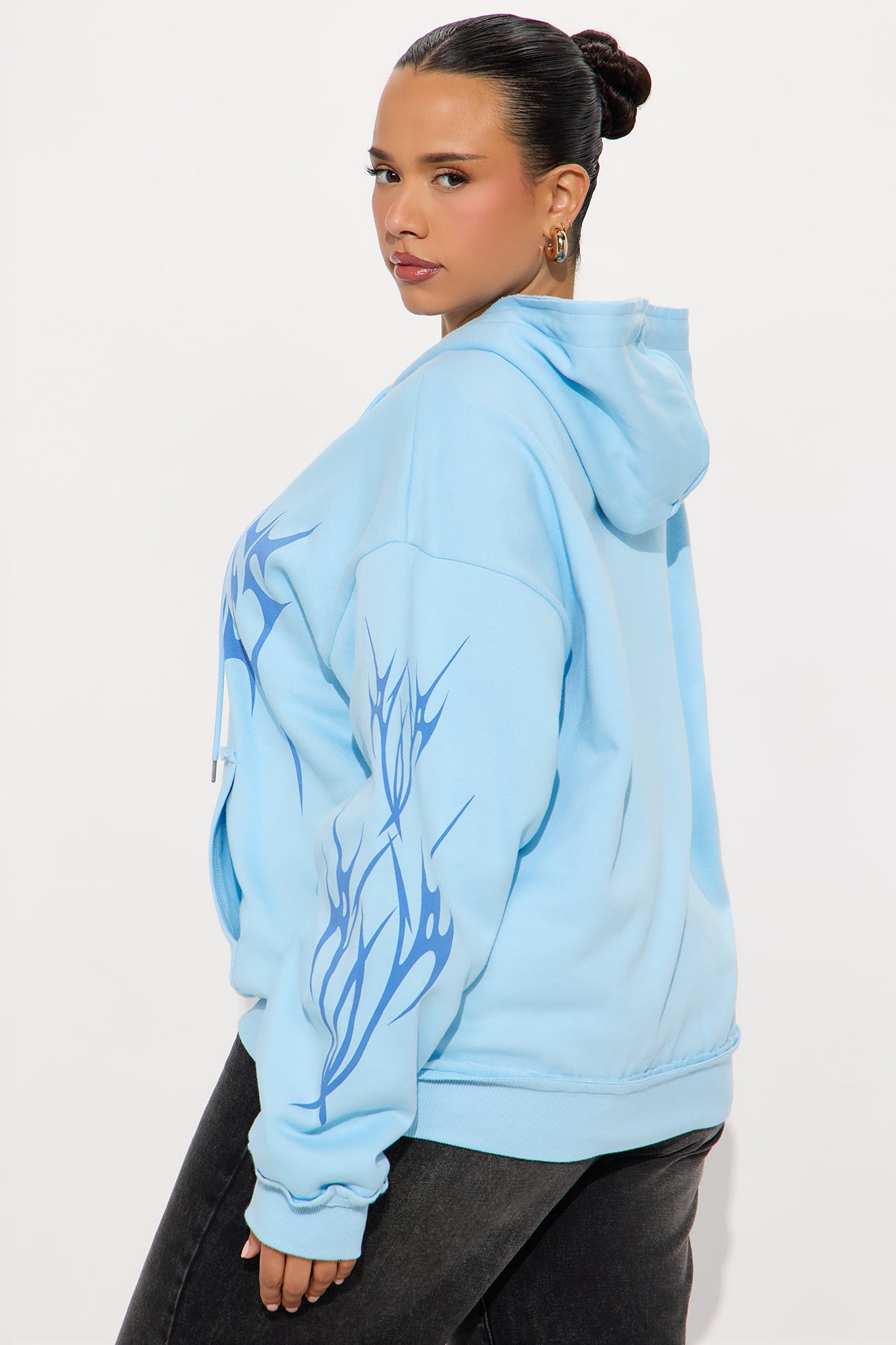 Fearless Club Washed Fleece Hoodie - Light Blue