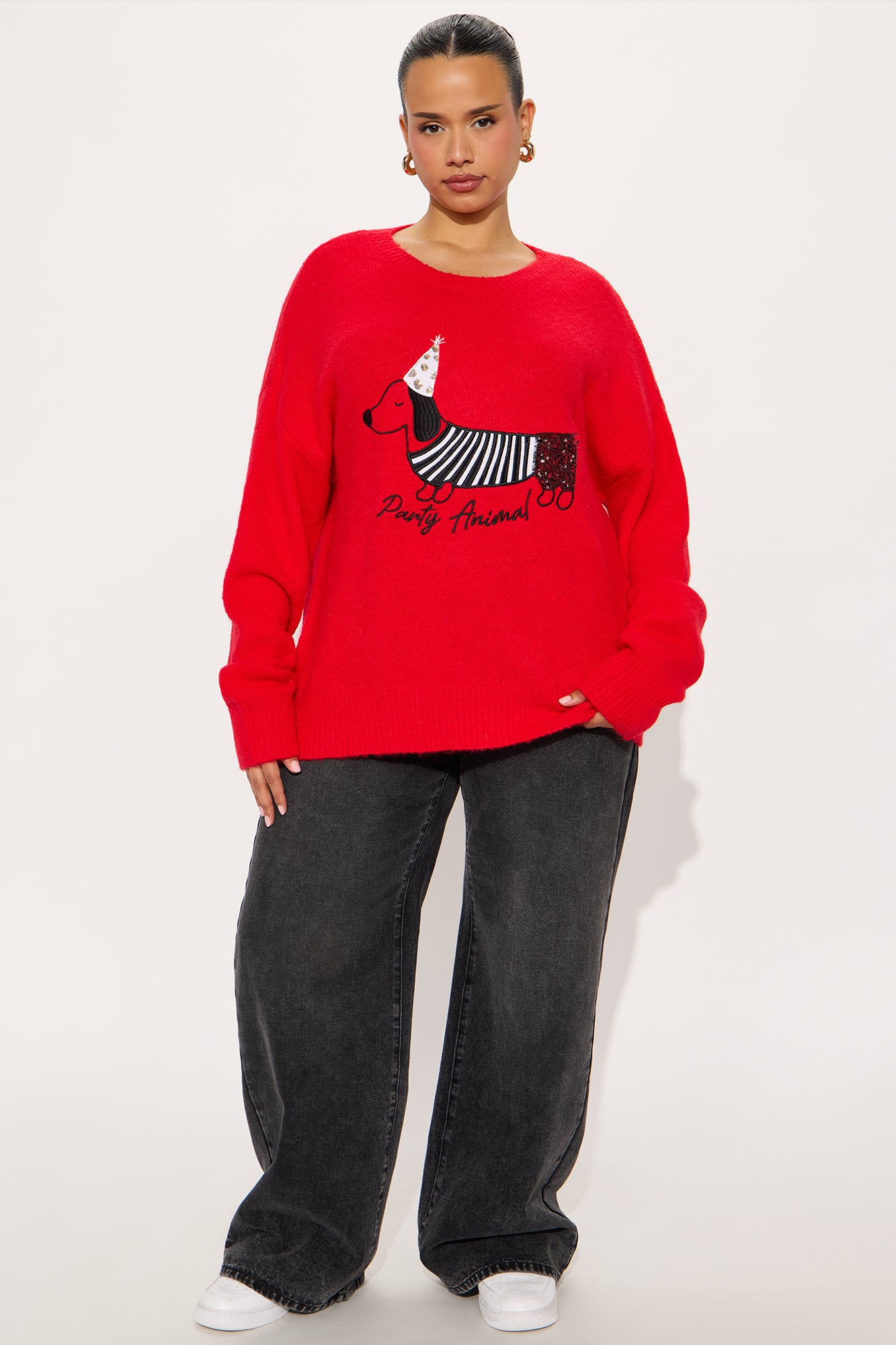 It's Pawty Time Sweater - Red/combo