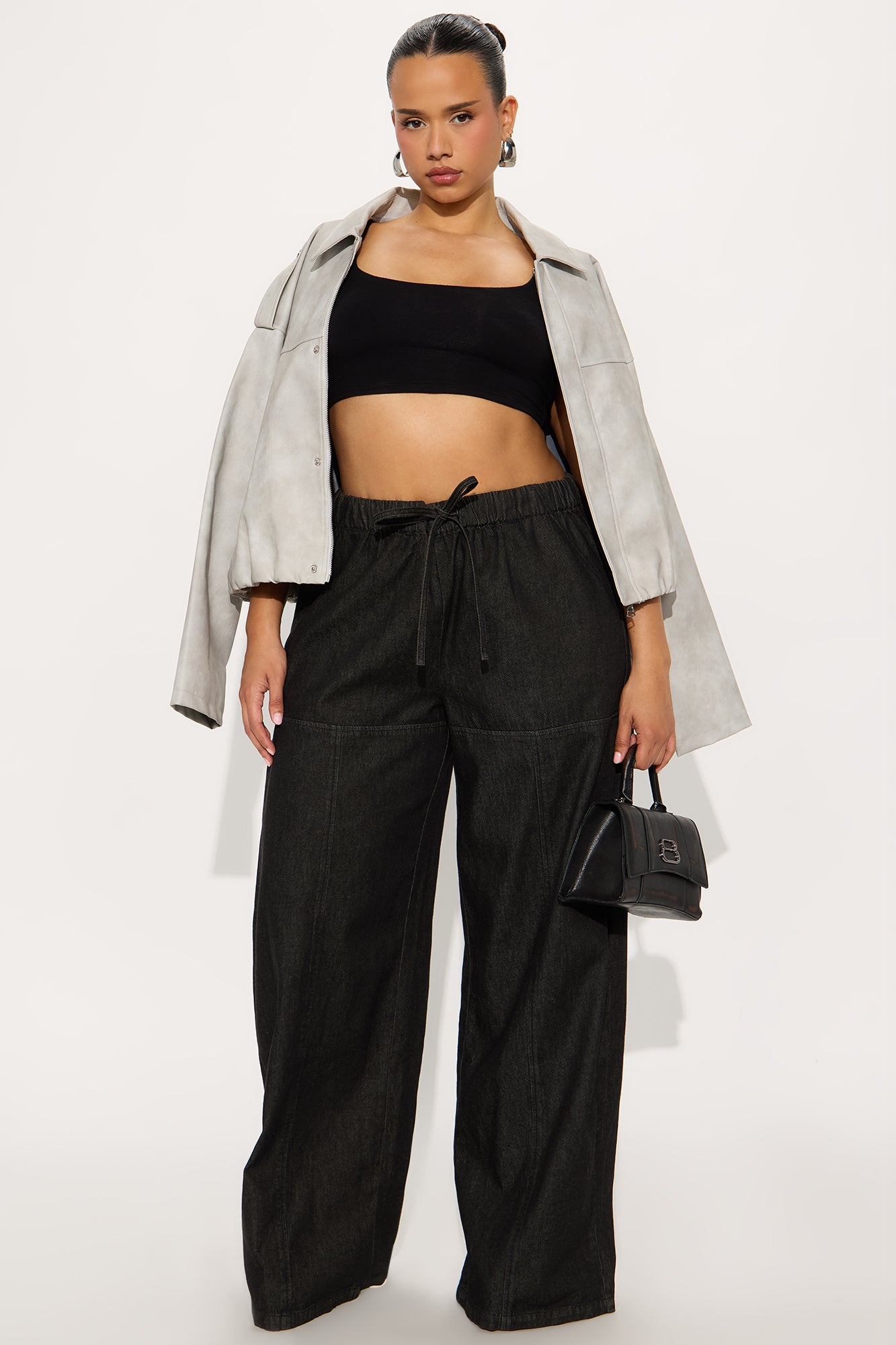 Brigantine Pull On Wide Leg Jeans - Black Wash