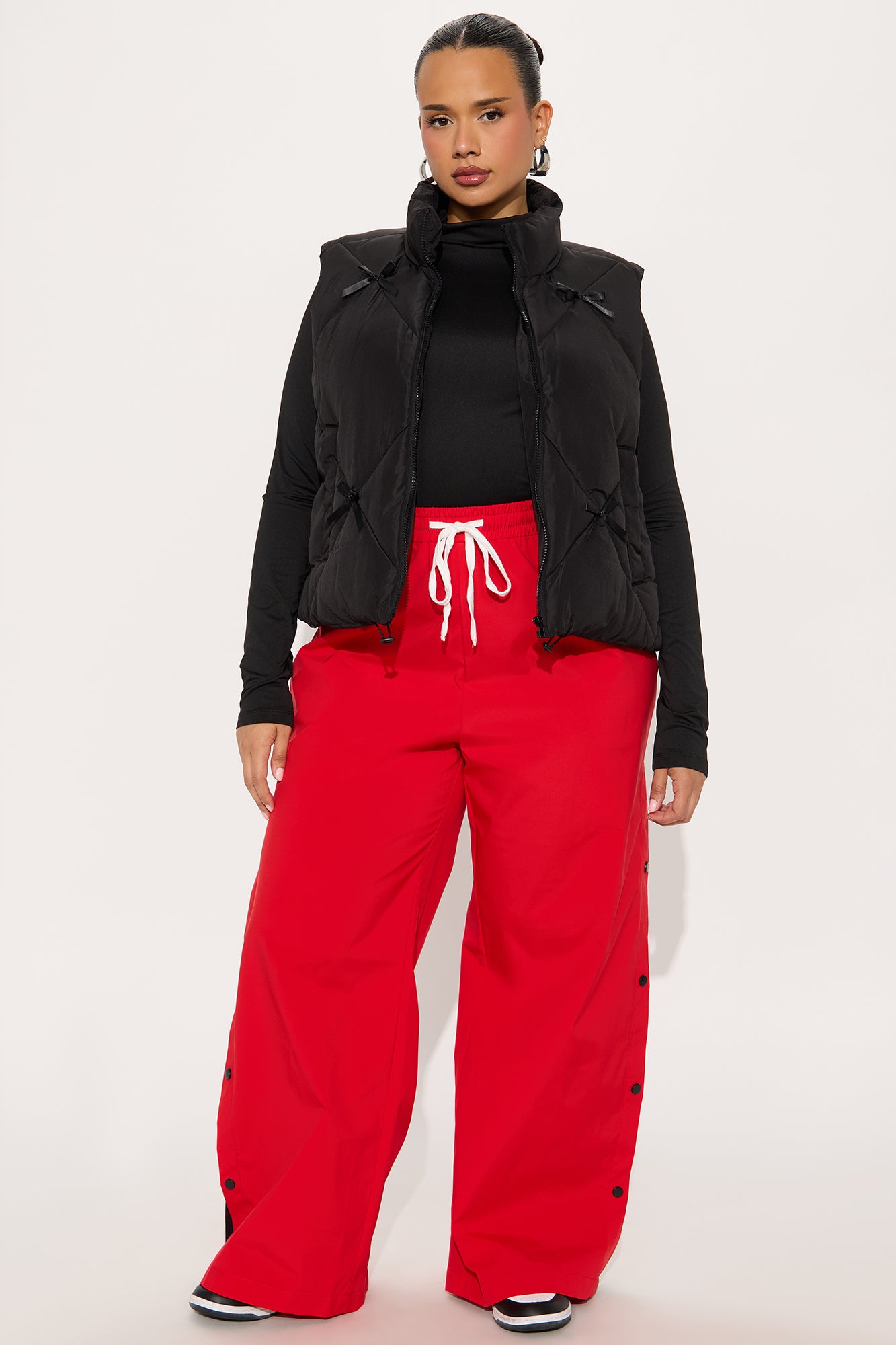 Cuteness Overload Bow Nylon Puffer Vest - Black