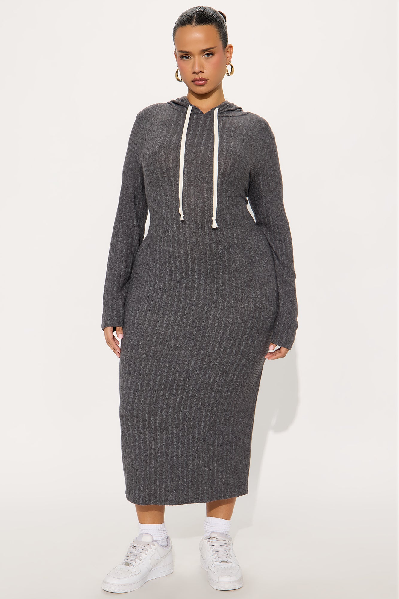 Play By Play Hoodie Dress - Charcoal