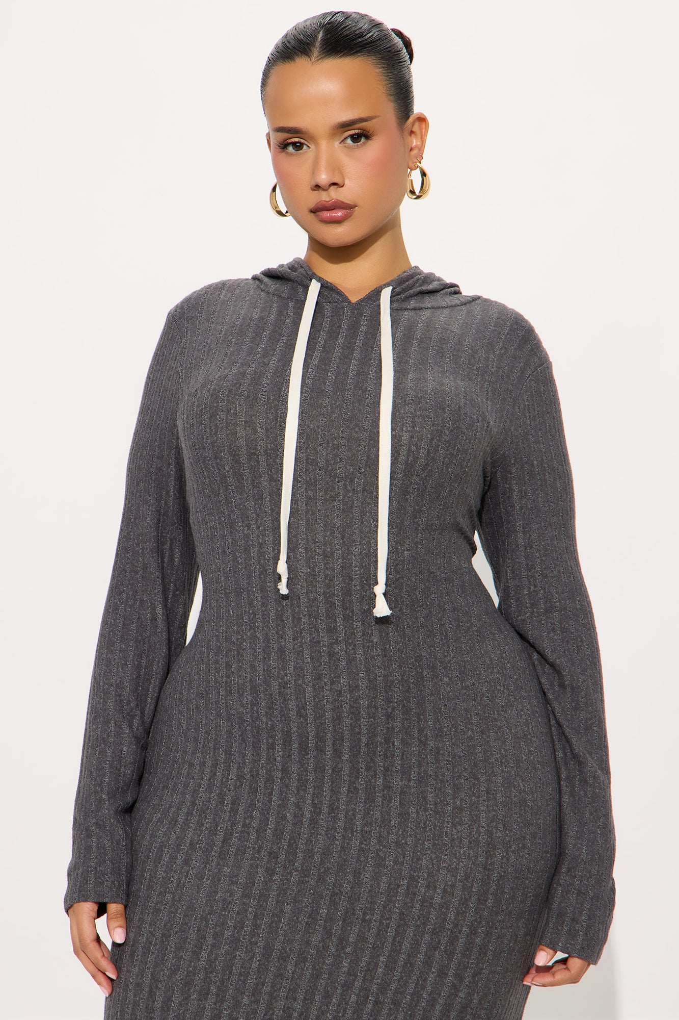 Play By Play Hoodie Dress - Charcoal