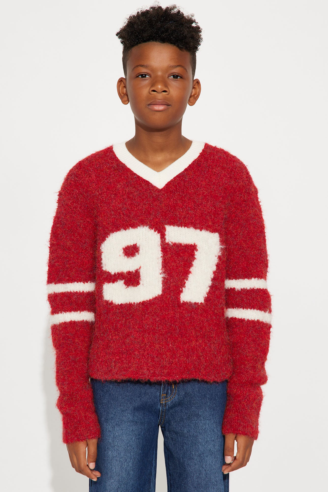 Mini Winning Team Fuzzy Knit - Red
