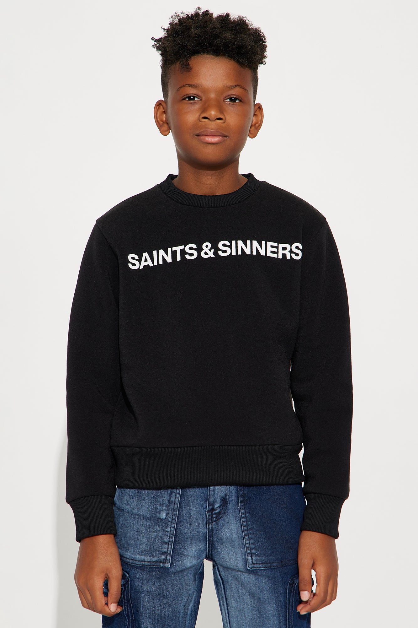 Mini Saints & Sinners Front/Back Crew Neck Sweatshirt - Black