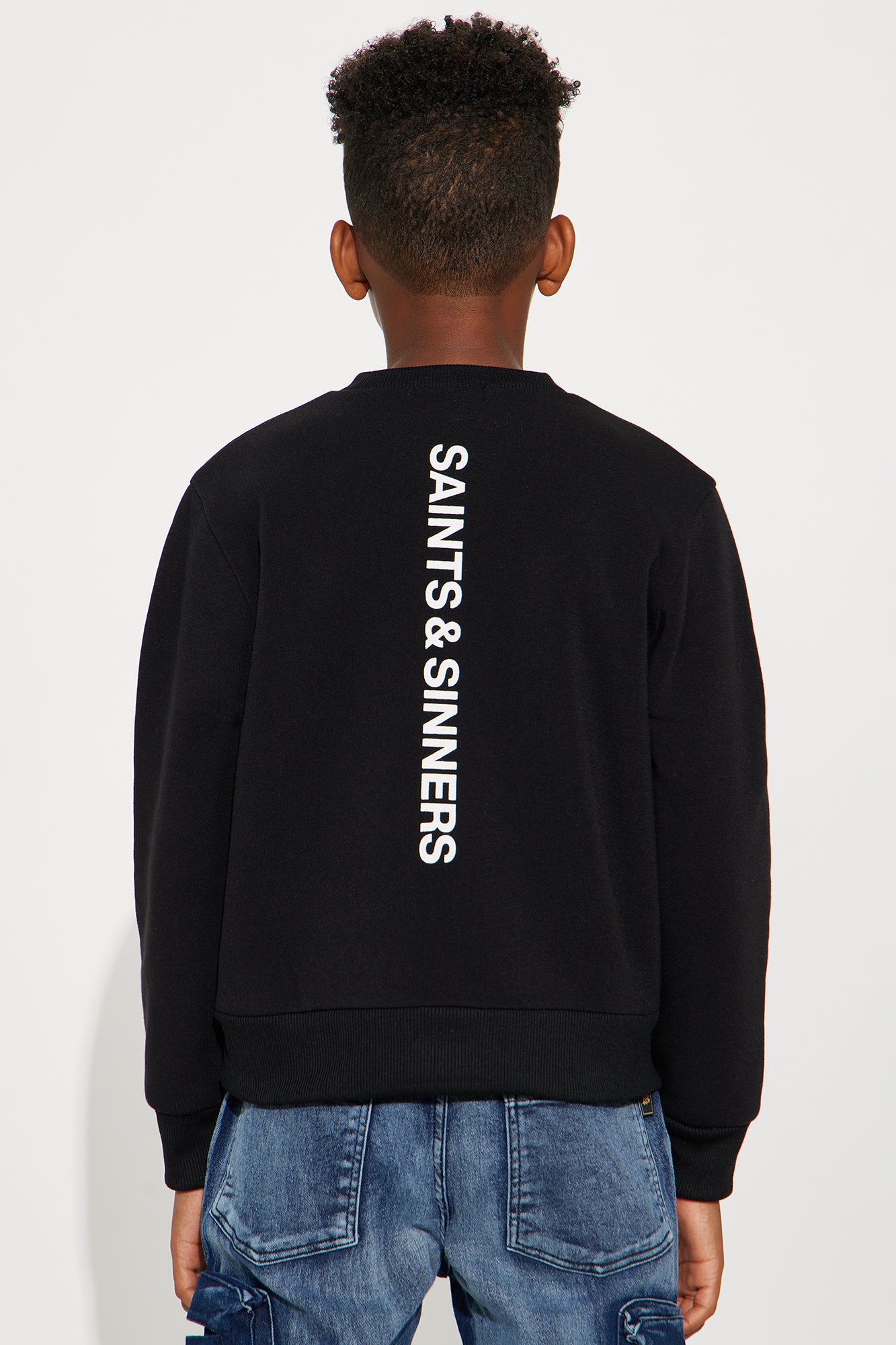 Mini Saints & Sinners Front/Back Crew Neck Sweatshirt - Black