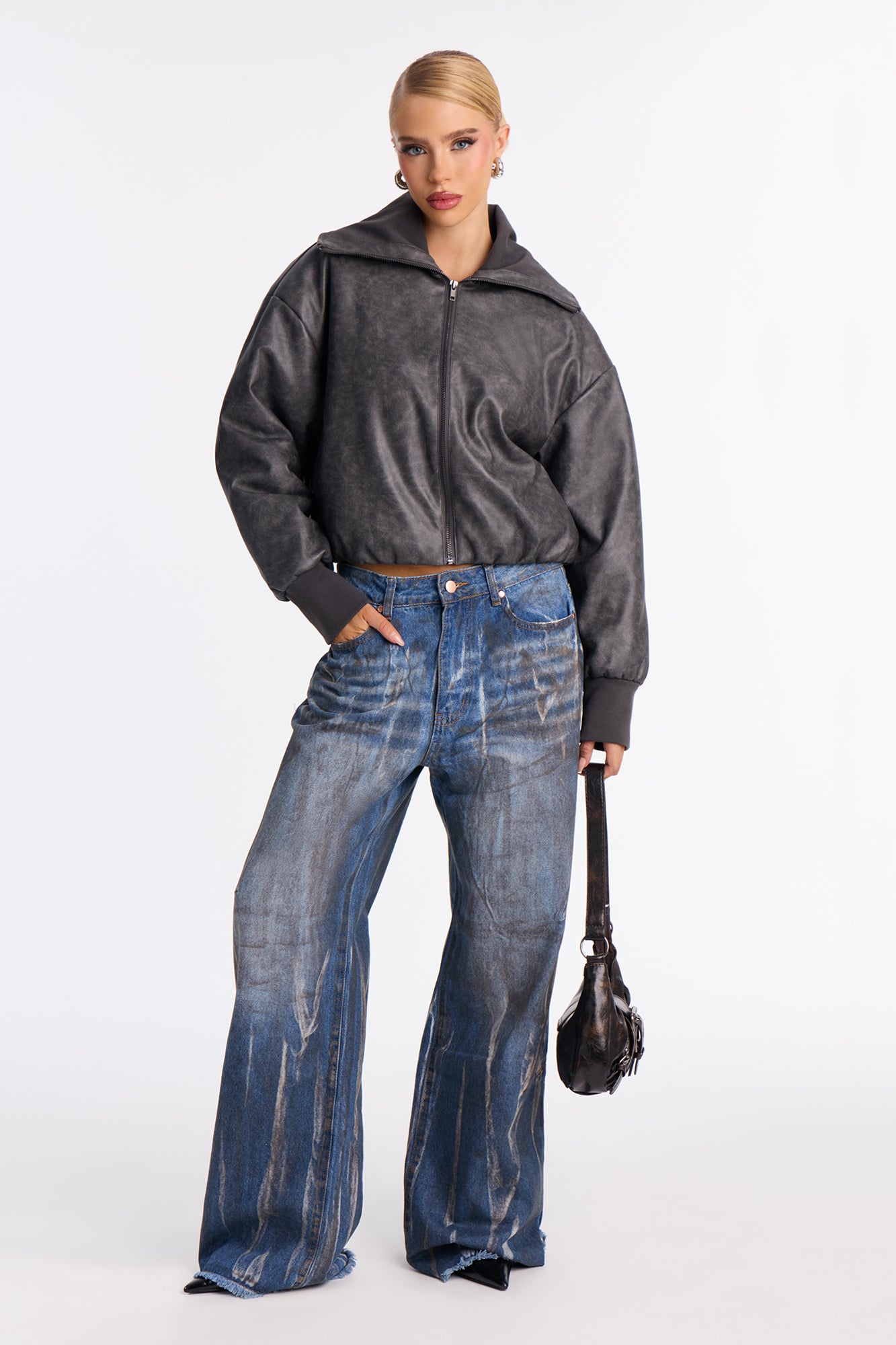 Rivington Tinted Wide Leg Dad Jeans - Dark Wash