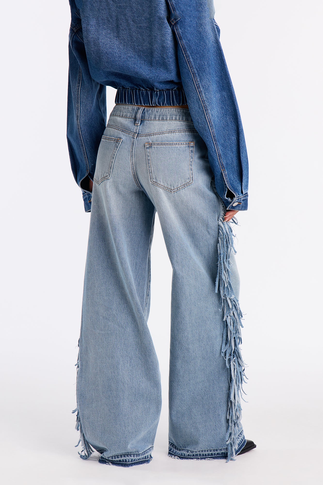 On The Fringe Wide Leg Jeans - Light Wash