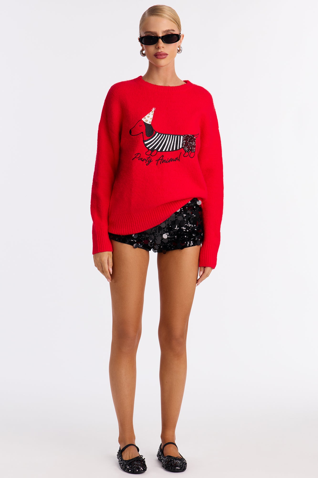 It's Pawty Time Sweater - Red/combo