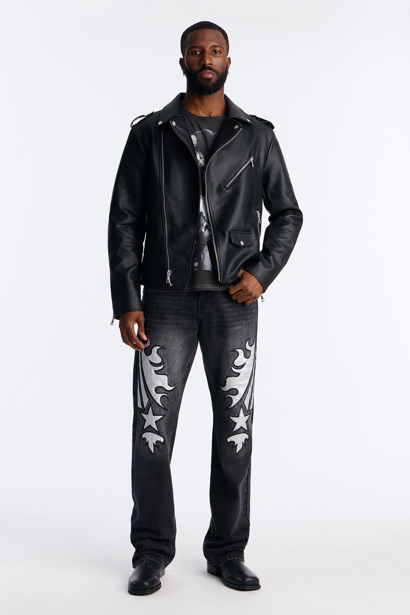 Stacked Slim Flare Blazing Star Jean - Black Wash