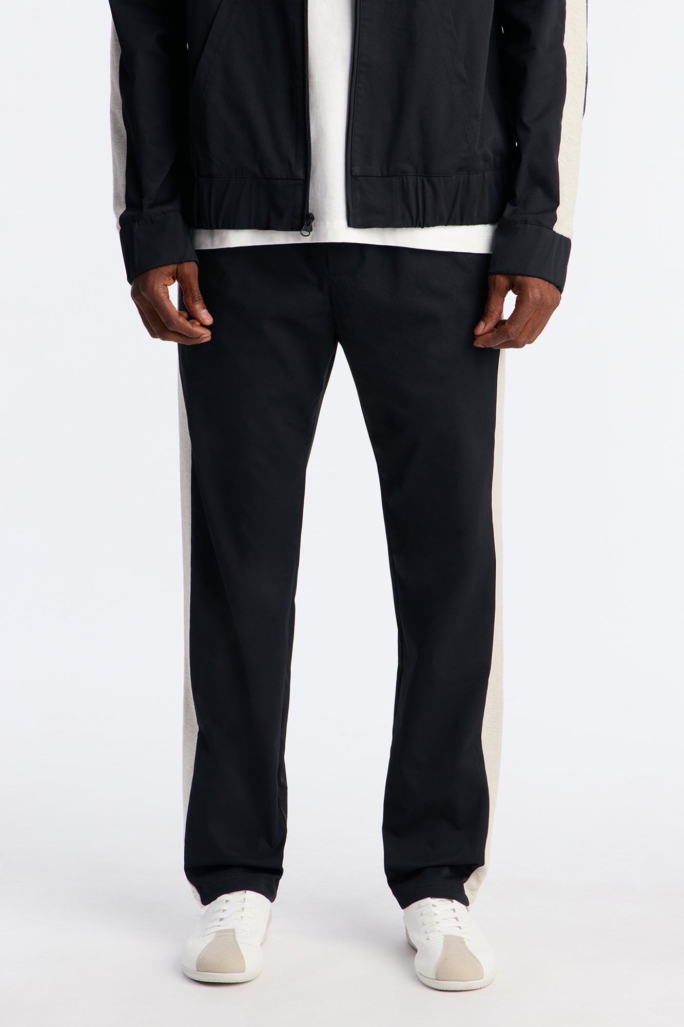 Slim Knit Stripe Pant - Black