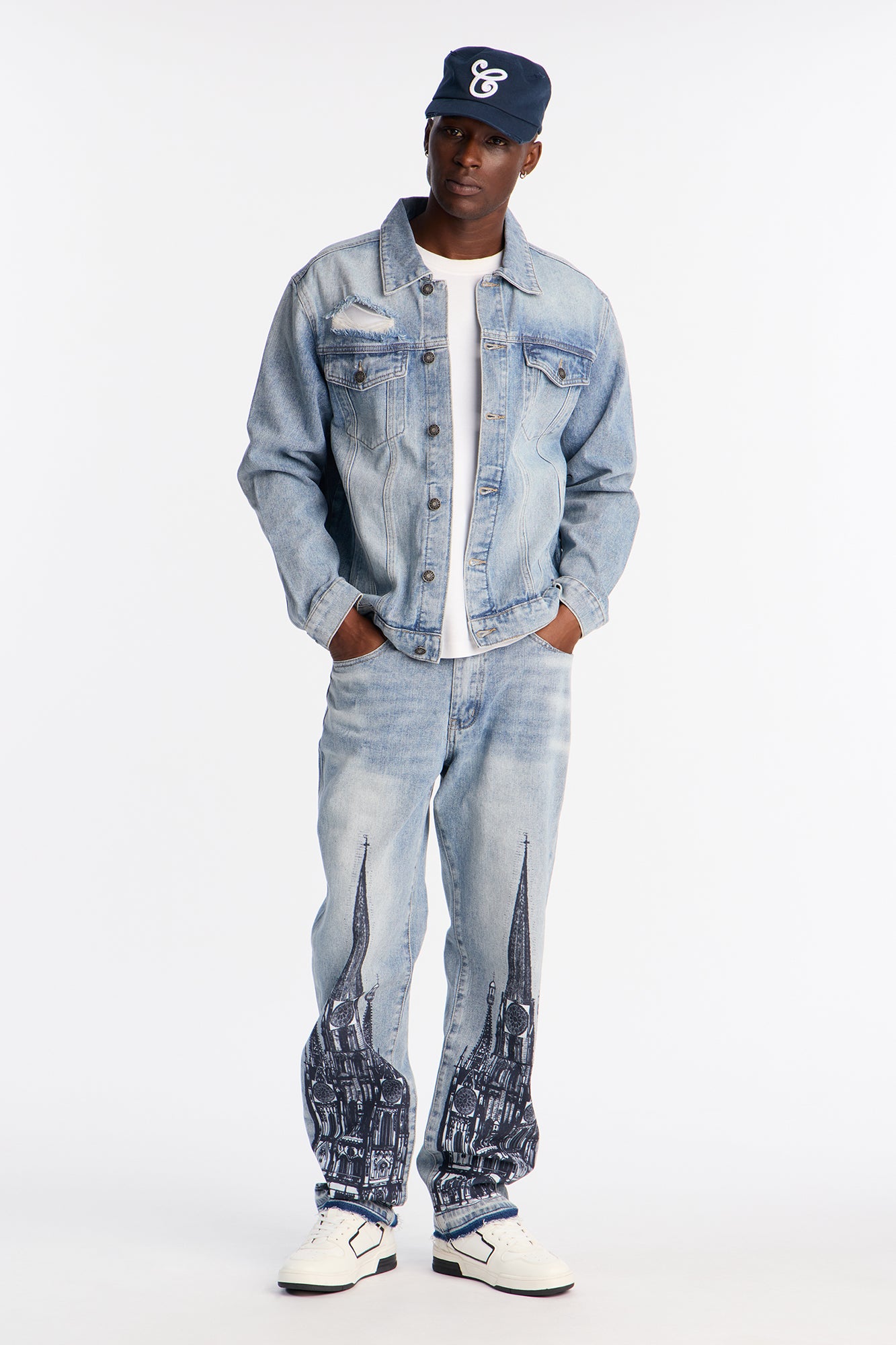 Straight Cathedral Jean - Medium Blue Wash