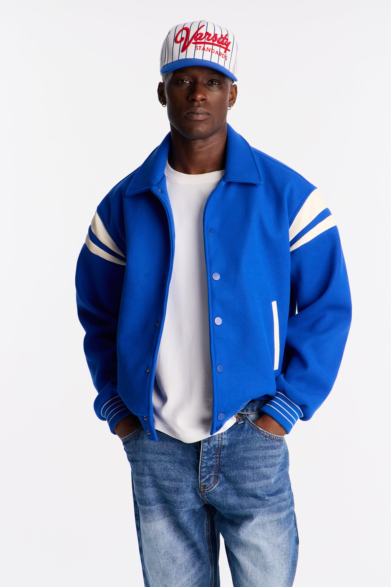 Classic Old School Varsity Jacket - Blue