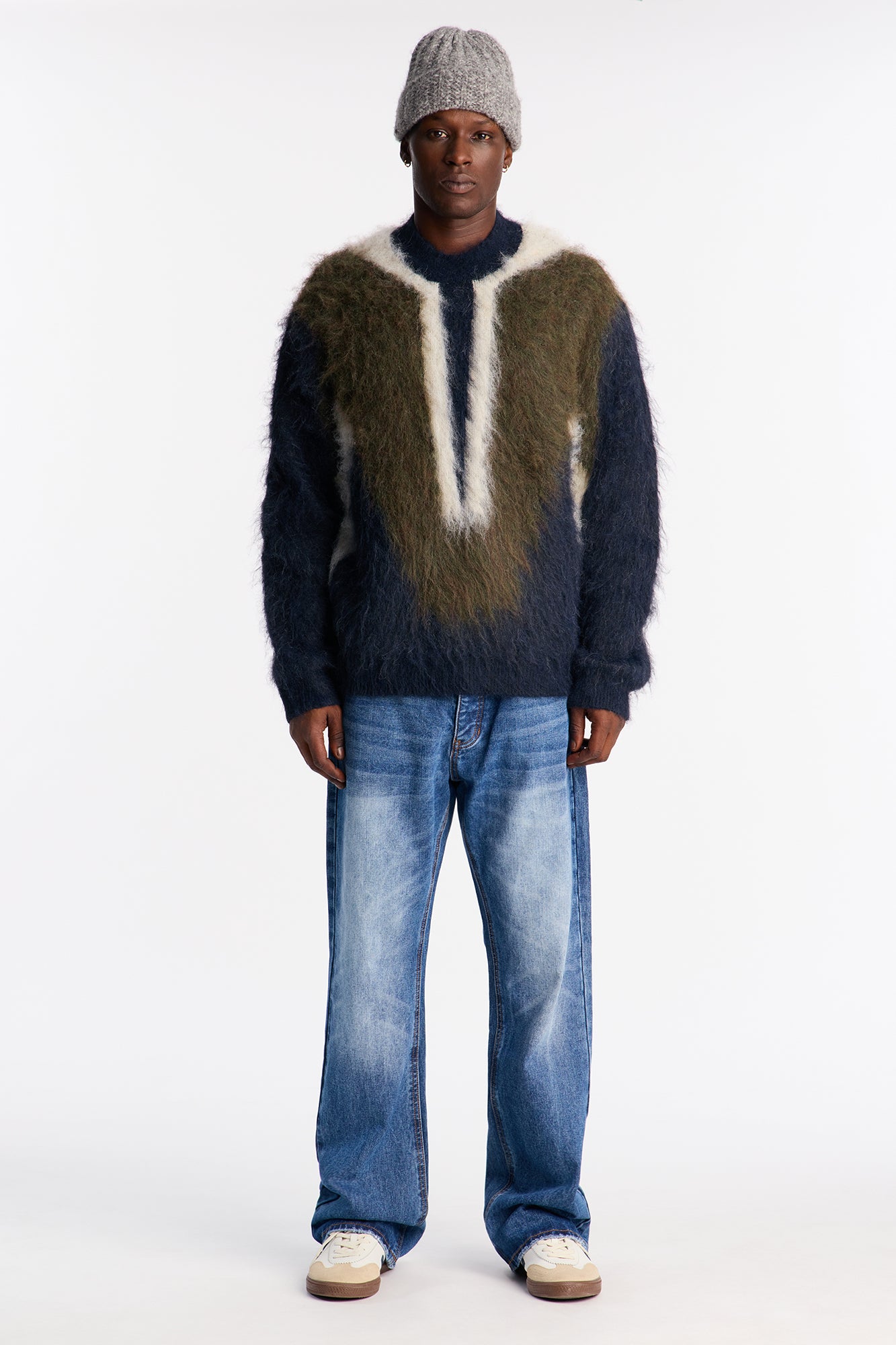 Luxury Mock Neck Sweater - Navy/combo