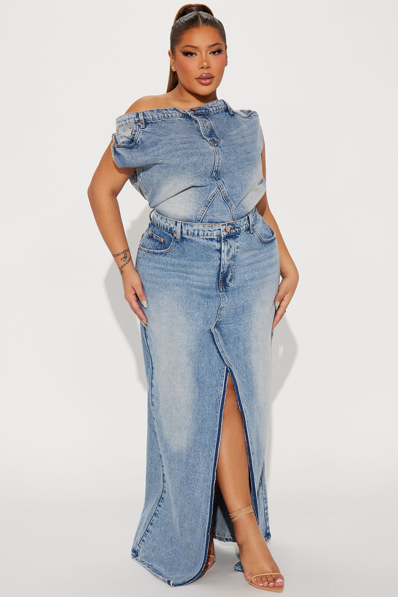 Demi Denim Maxi Dress - Medium Wash