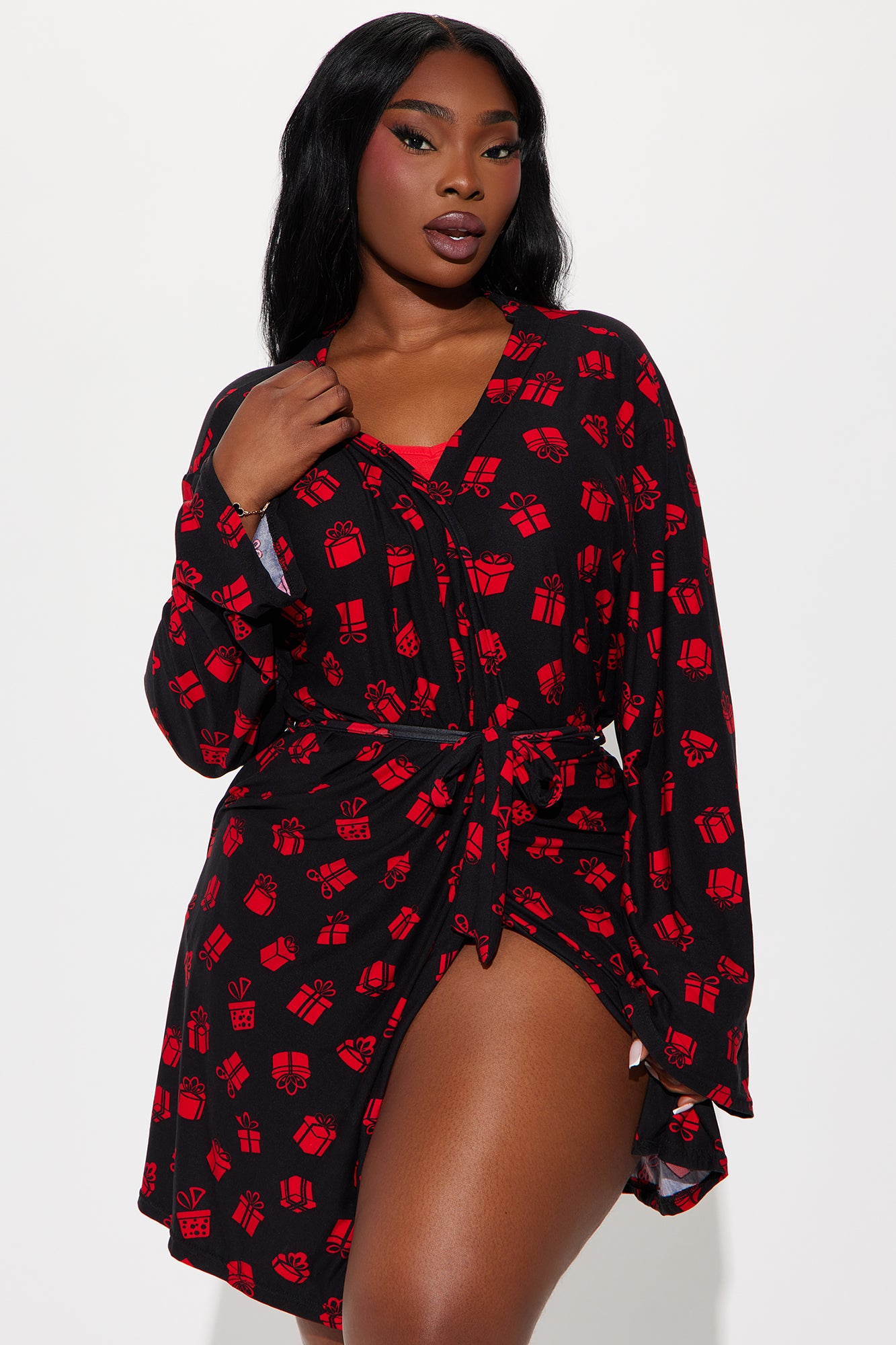 Open Me First Gift PJ Robe Set - Red/Black