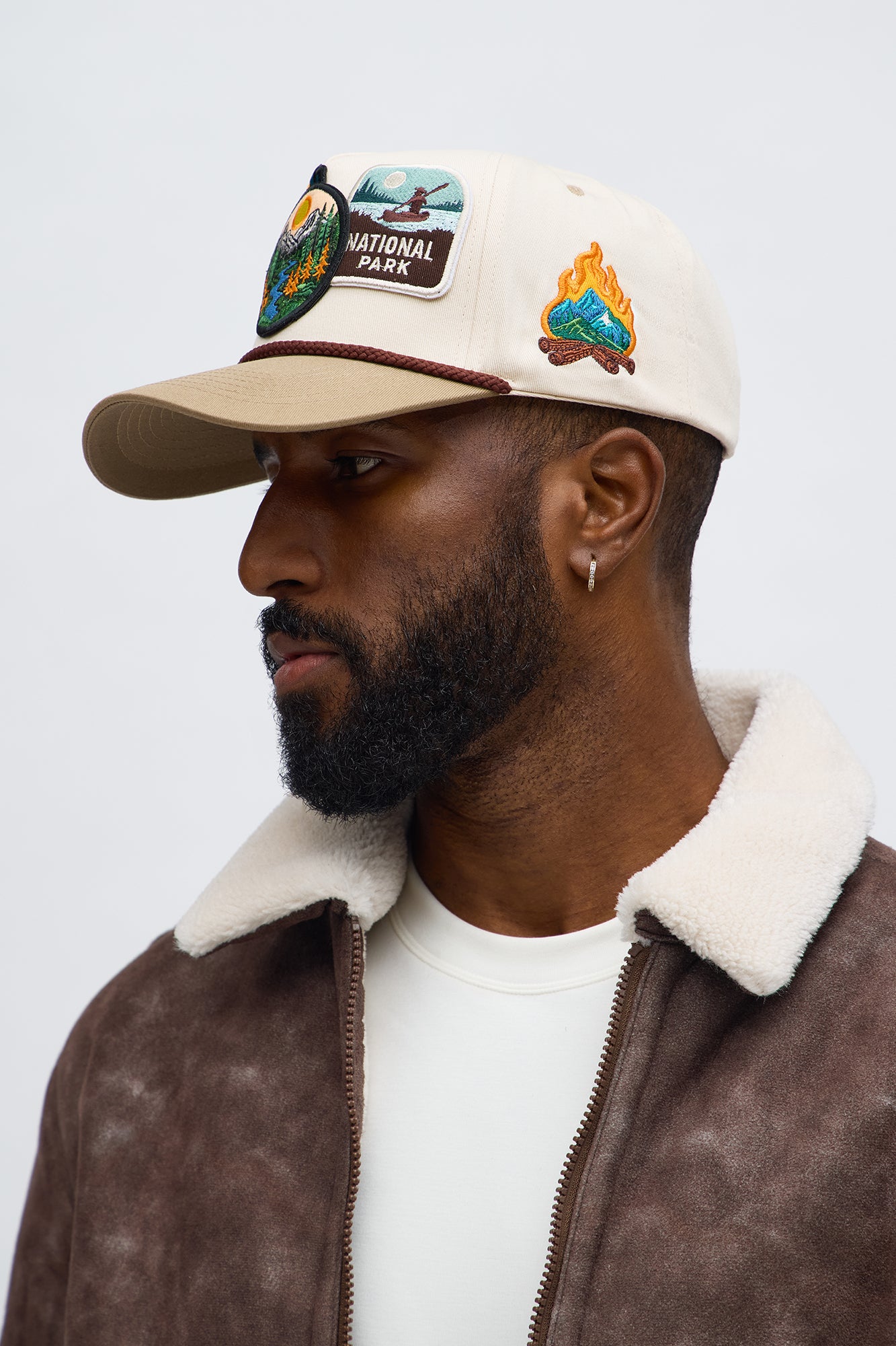 Camp Badge Structured Snapback Hat - Stone/Combo