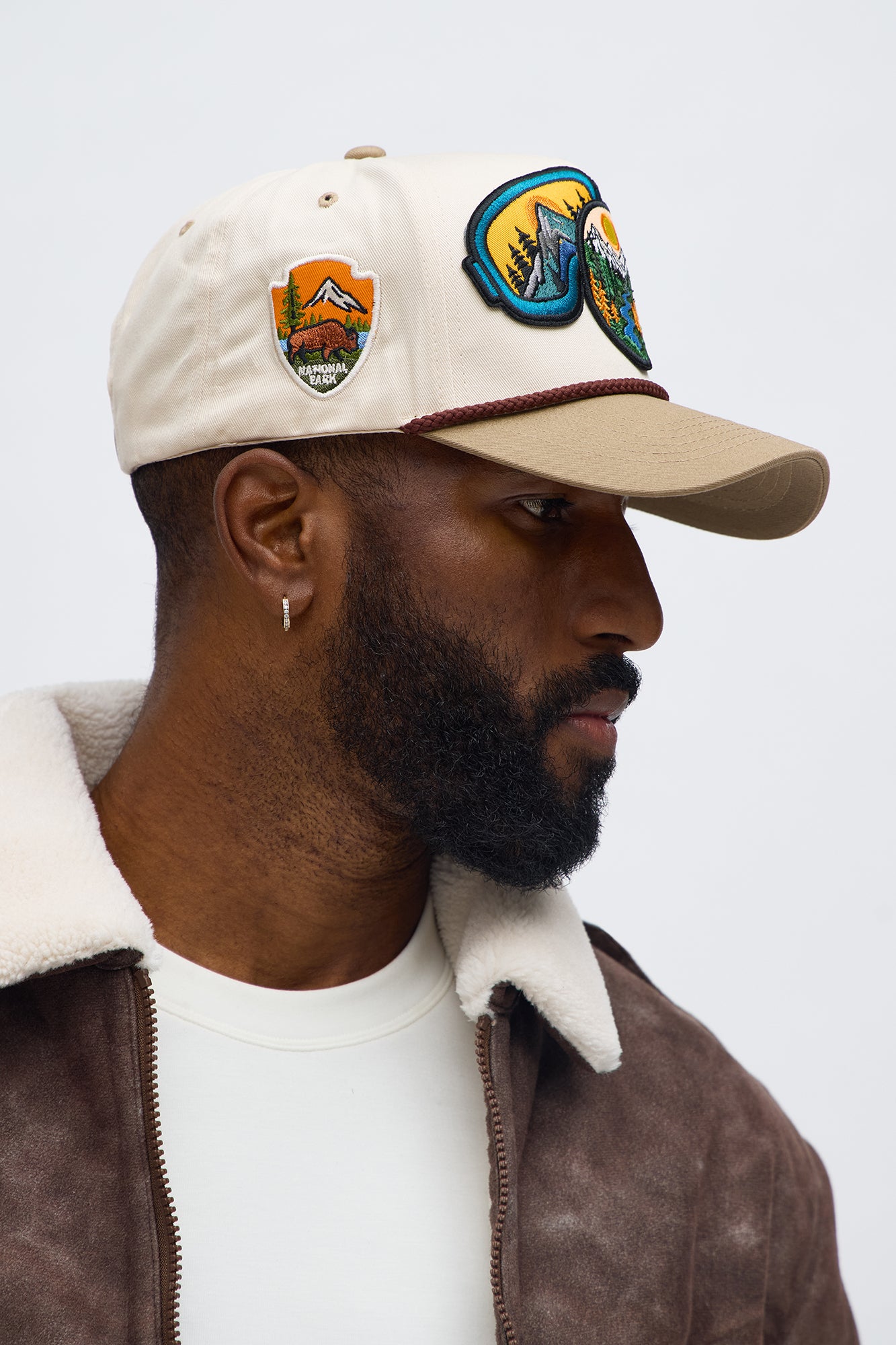 Camp Badge Structured Snapback Hat - Stone/Combo