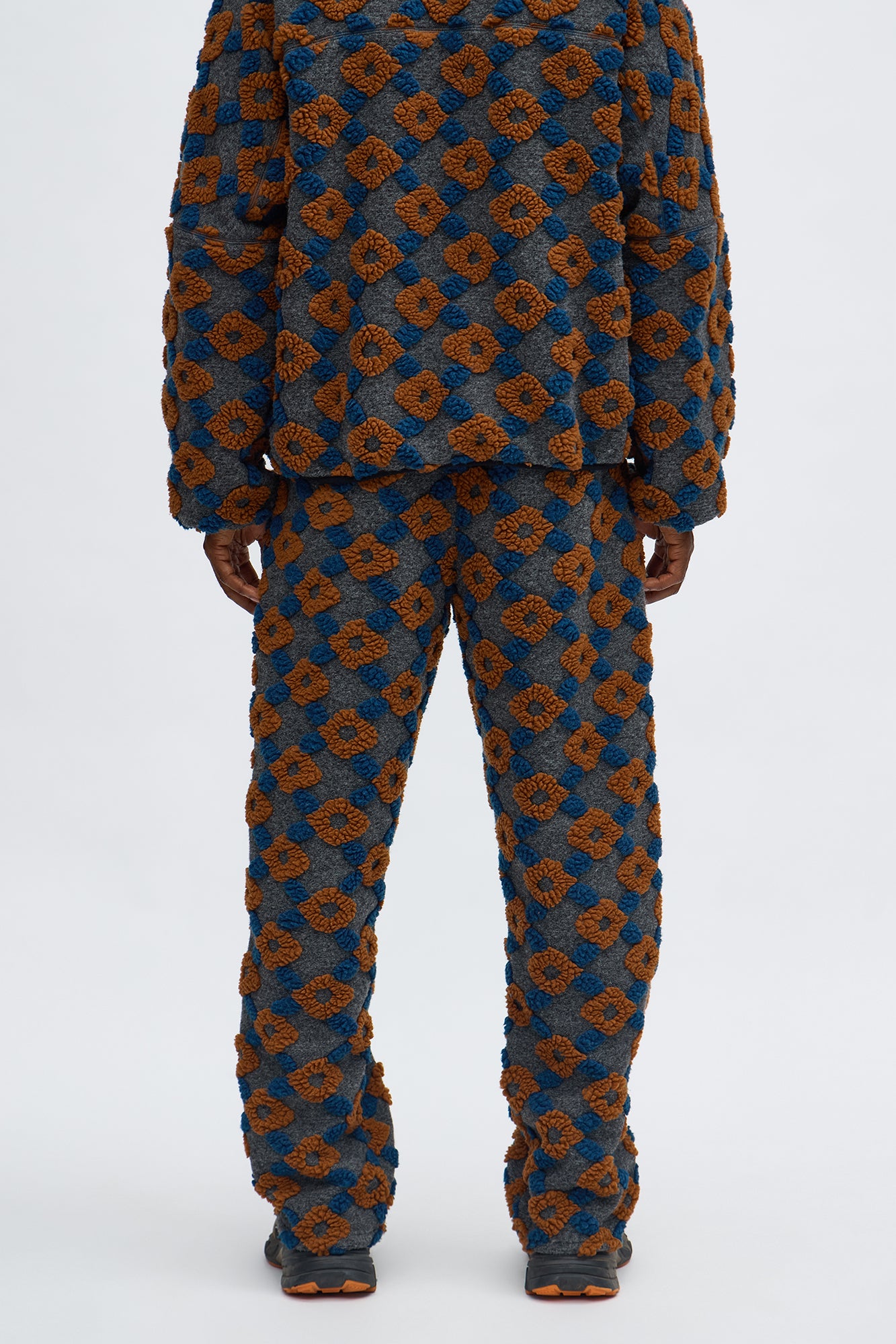 Straight Floral Sherpa Pant - Grey