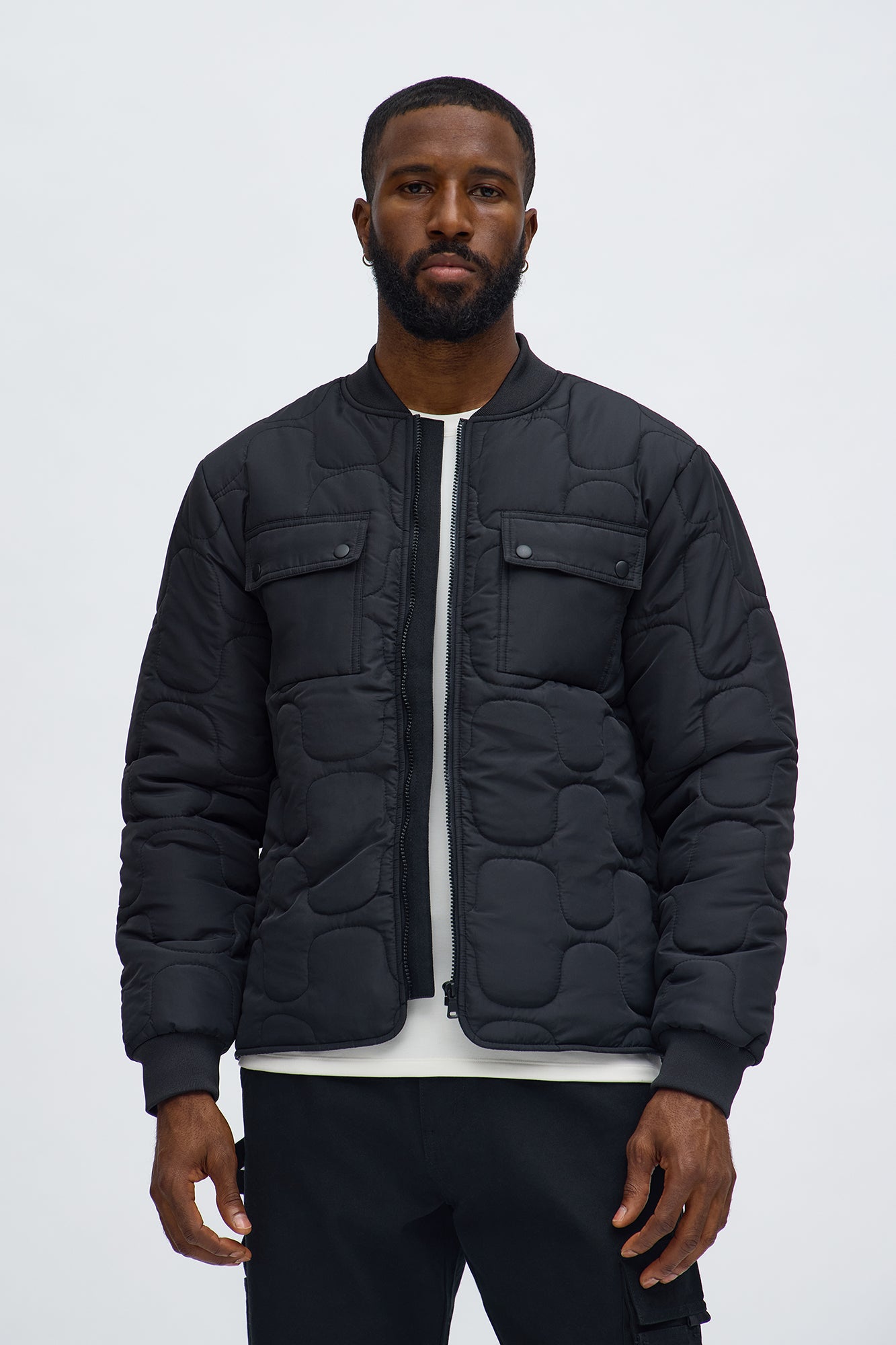 Geo Quilted Jacket - Black