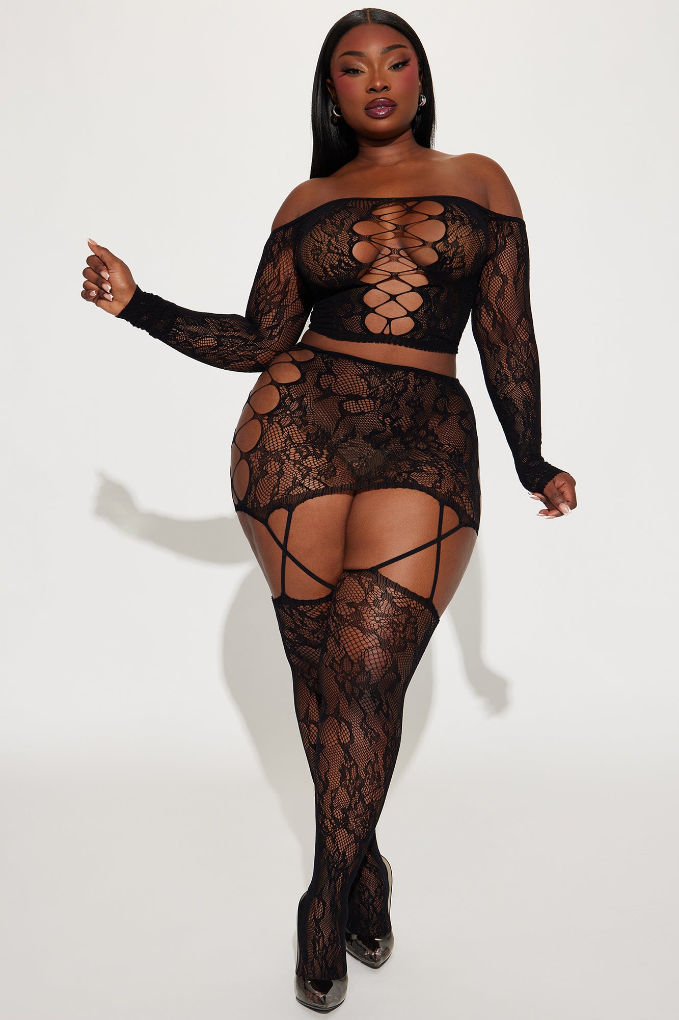 Midnight Stars Bodystocking Set - Black